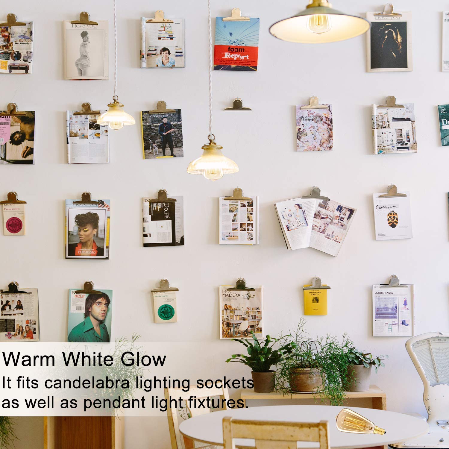 New Orange Heart 6-Pack Vintage Edison Light Bulbs, 60W Dimmable, Amber Warm, E12 Candelabra