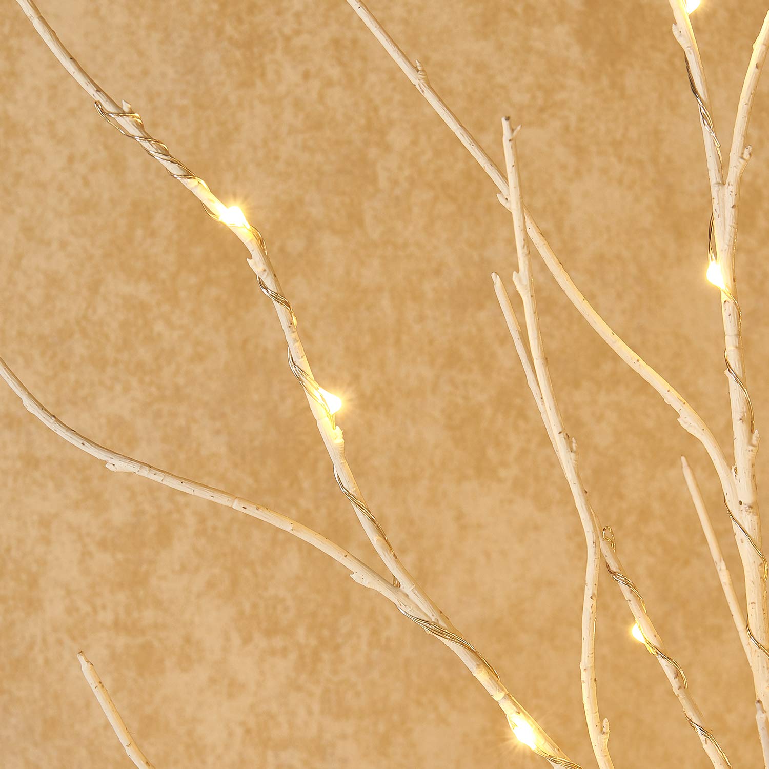 BAOLITVINE Lighted White Twig Branches 32IN 200 Warm White Fairy Lights, Lighted Willow Branches Plug in with Timer, Dimmer for