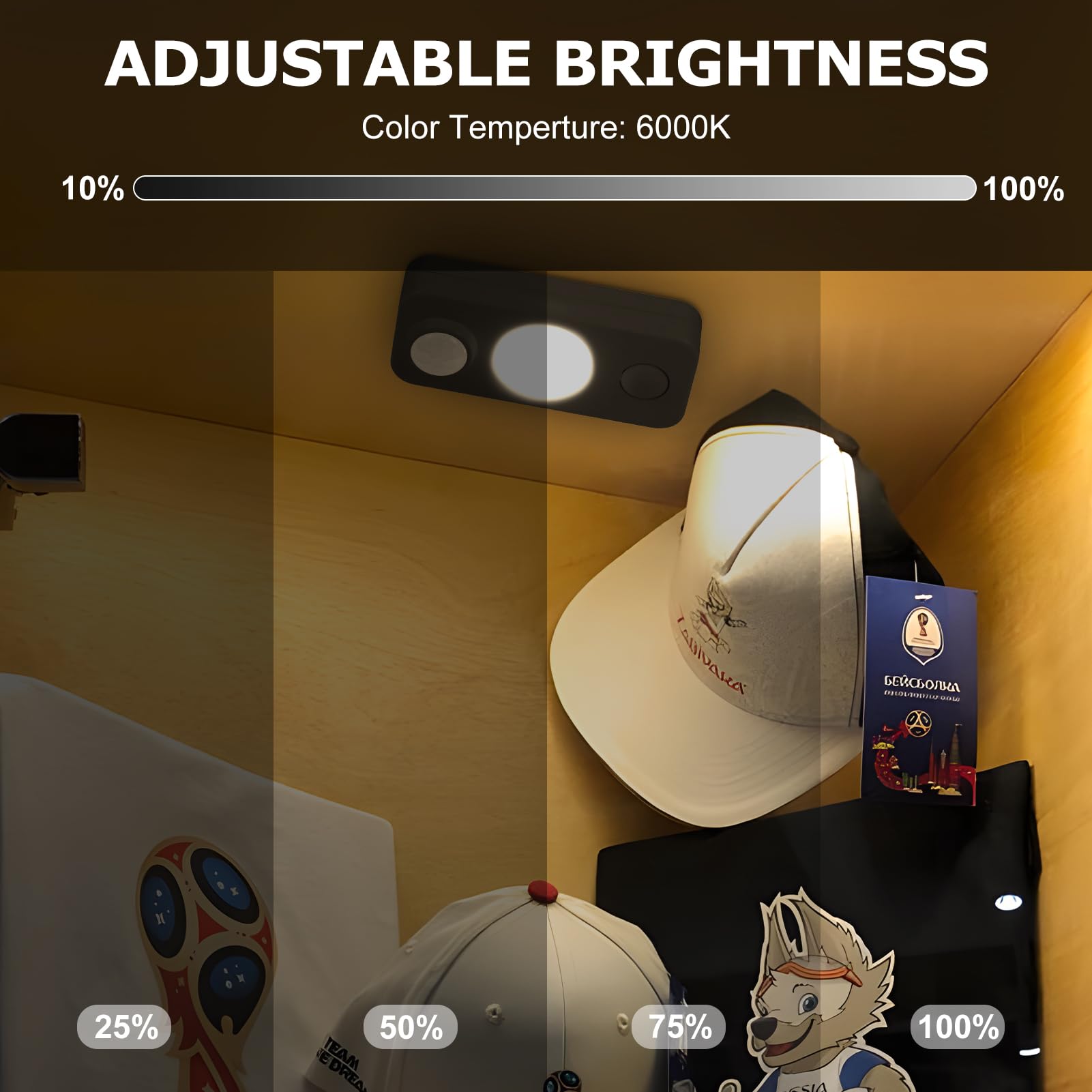 NIEGNOWOO LED Motion Sensor Puck Lights, Warm White, 6 Pack, Rechargeable, USB Charging, Ideal for Cabinet, Closet, Drawer, Shelf