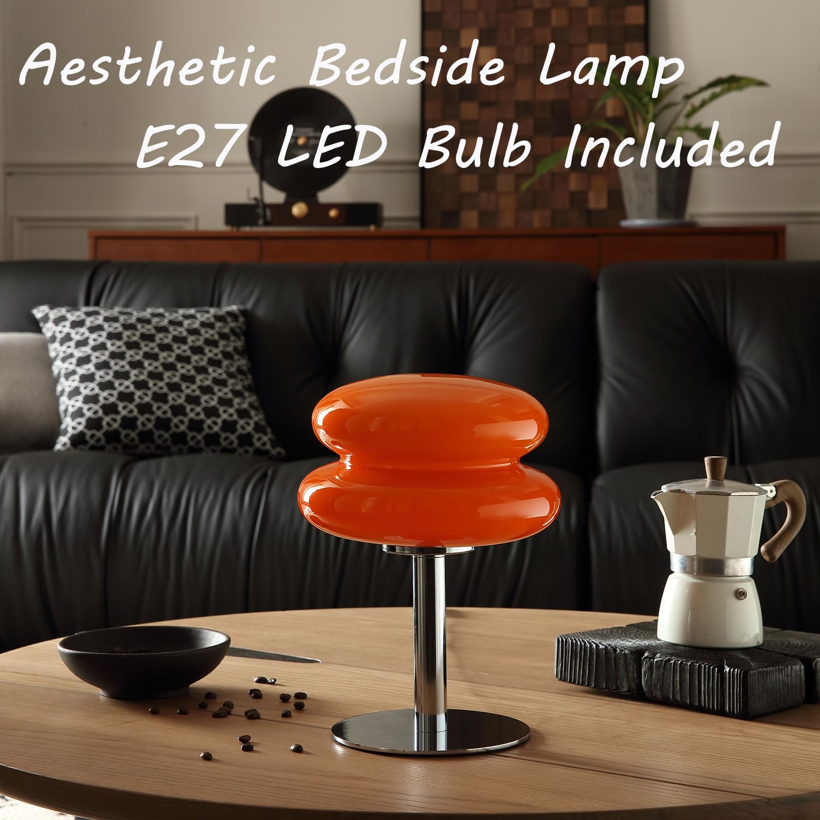 Glivpny Orange Mushroom Bedside Table Lamp,Mid Century Modern Lamp For Nightstand, Dimmable Retro Egg Tart Lamp, Cute Home Decor Lamp Aesthetic Lamp For Bedroom Living Room (Orange)