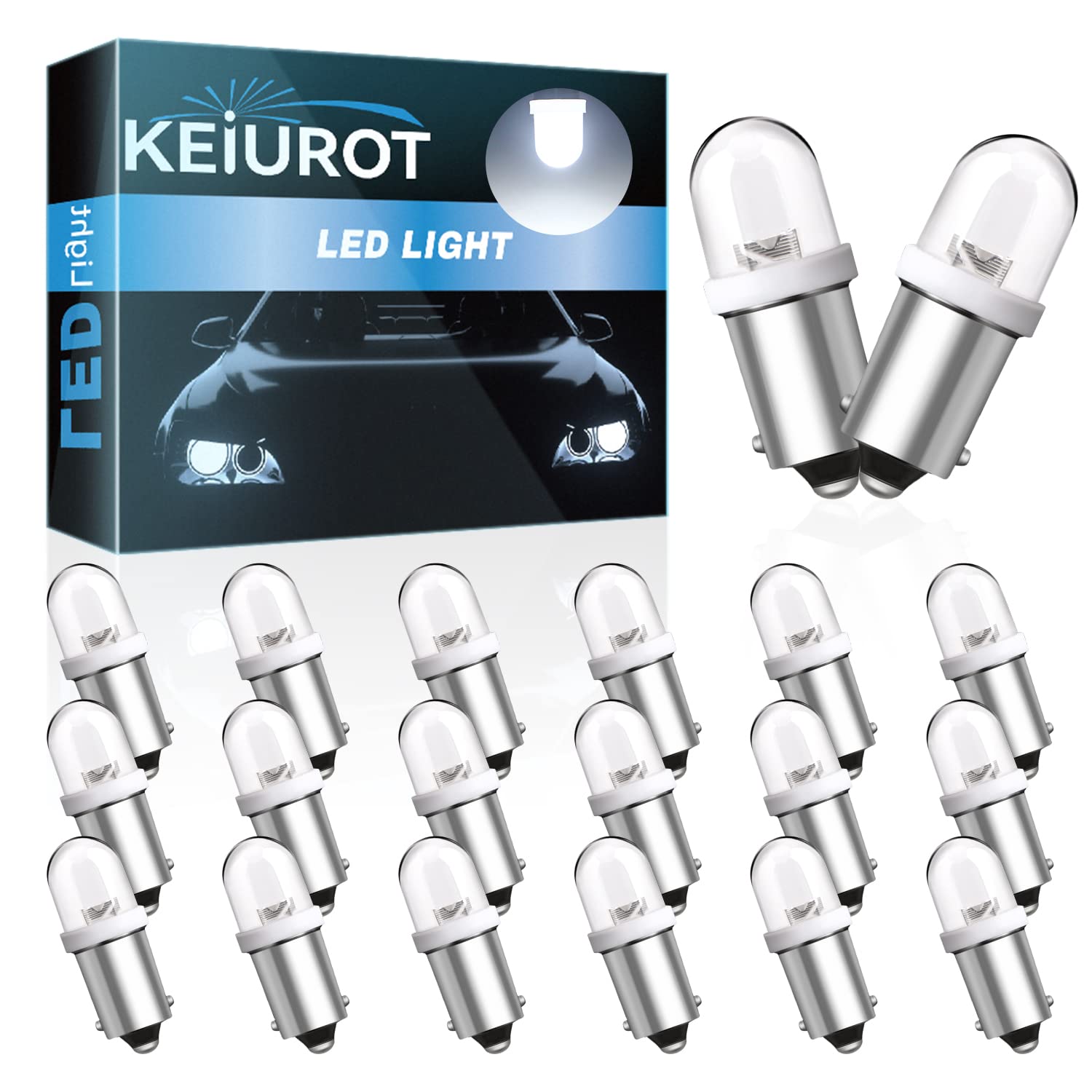 Keiurot 20-Pack 6V White Led Bulbs For Pinball Machines - Ba9S Light Bulbs, Abs Material