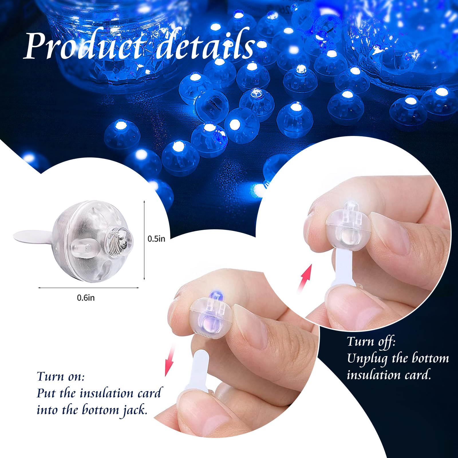 chzk Balloon Lights Mini LED Multicolor Paper Lanterns 100 PCS Blue A01-Mini