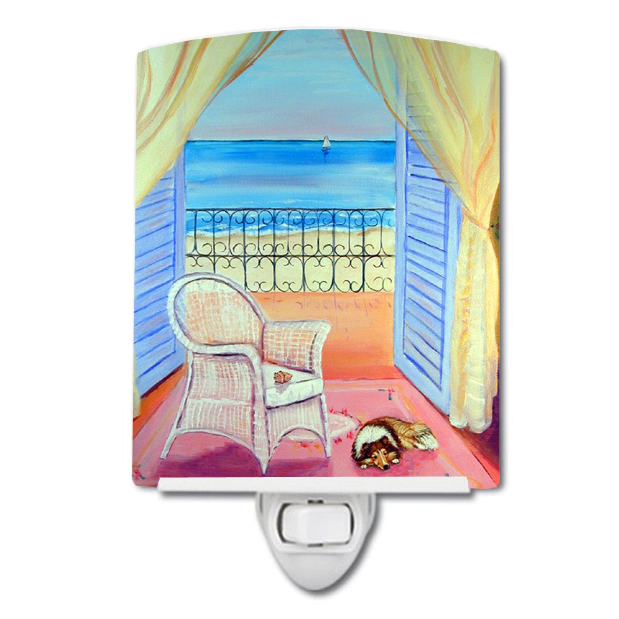  inchCarolines Treasures Sheltie waiting on Mom Ceramic Night Light, 6x4, Multicolor inch