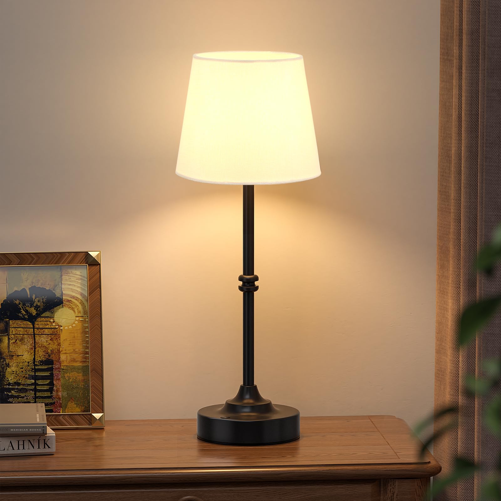 Kakanuo Rechargeable Cordless Table Lamp Black - 1 Pack 4000mAh Battery Operated Lamp  Touch Control Stepless Dimming  for Home Decor  Dining Table  Living Room  Bedroom