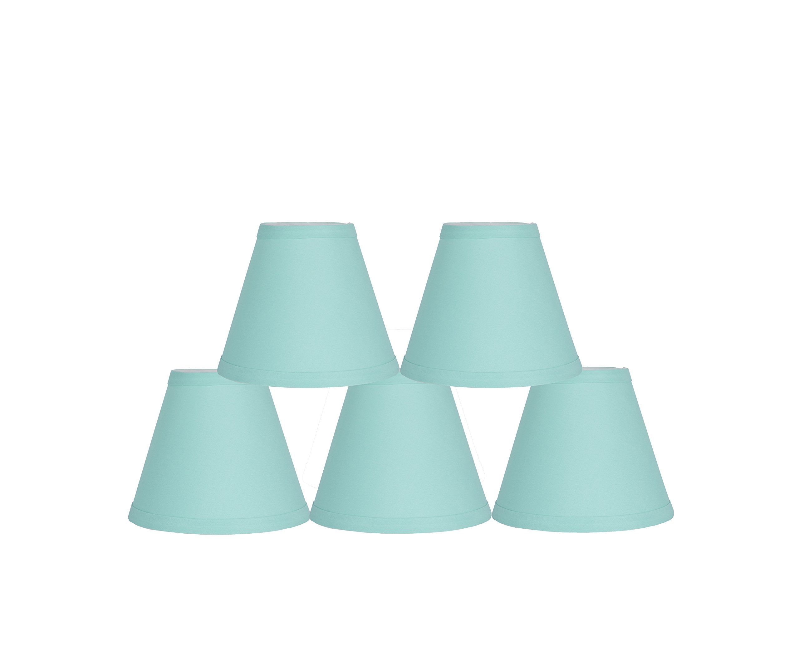 Urbanest Set Of 5 Turquoise Cotton Chandelier Lamp Shade, 3X6X5, Hardback, Clip On