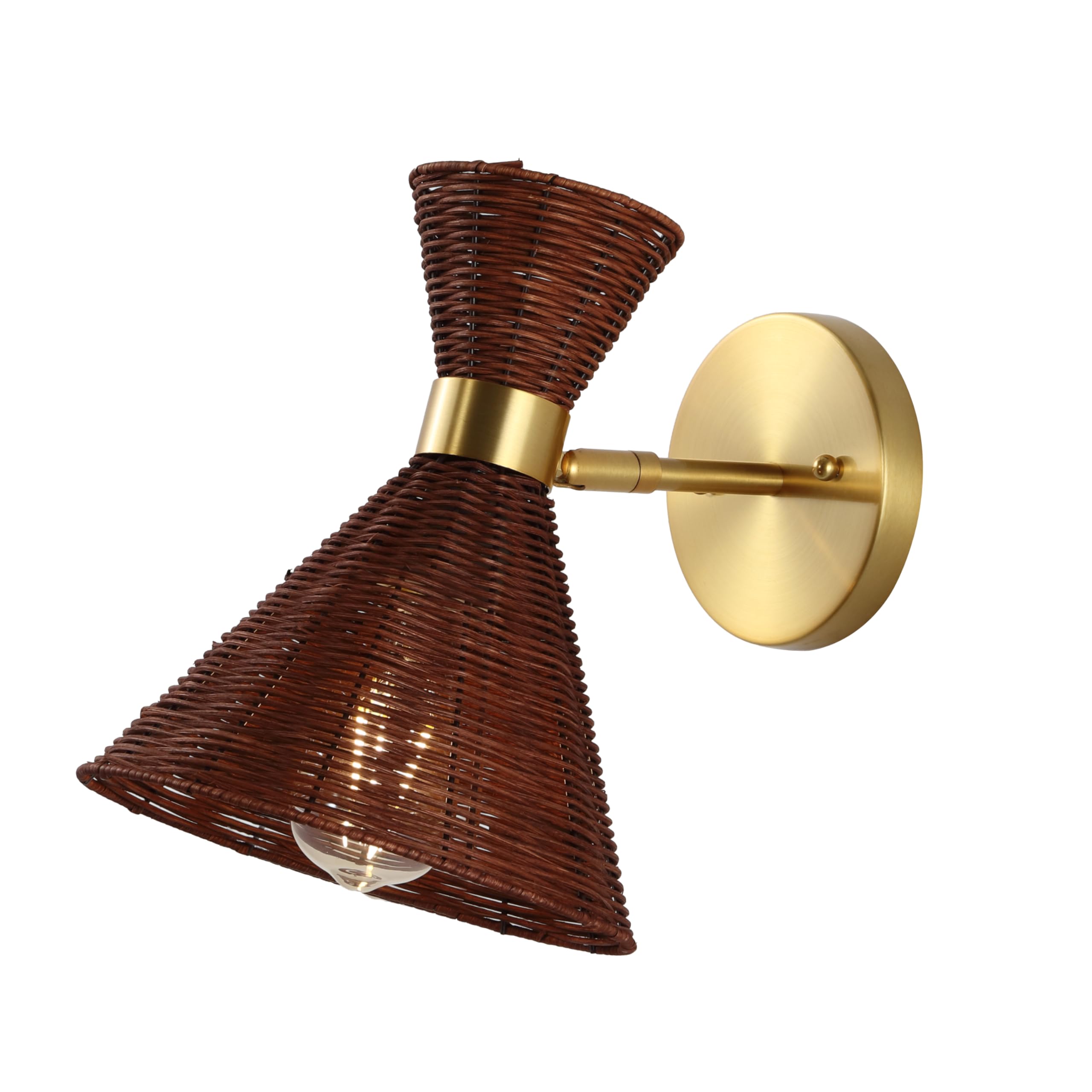 JONATHAN Y 10 Brass Gold/Dark Brown Mid-Century Modern LED Wall Sconce, 1-Light Retro Adjustable Wall Lamp for Bedroom Living Ro
