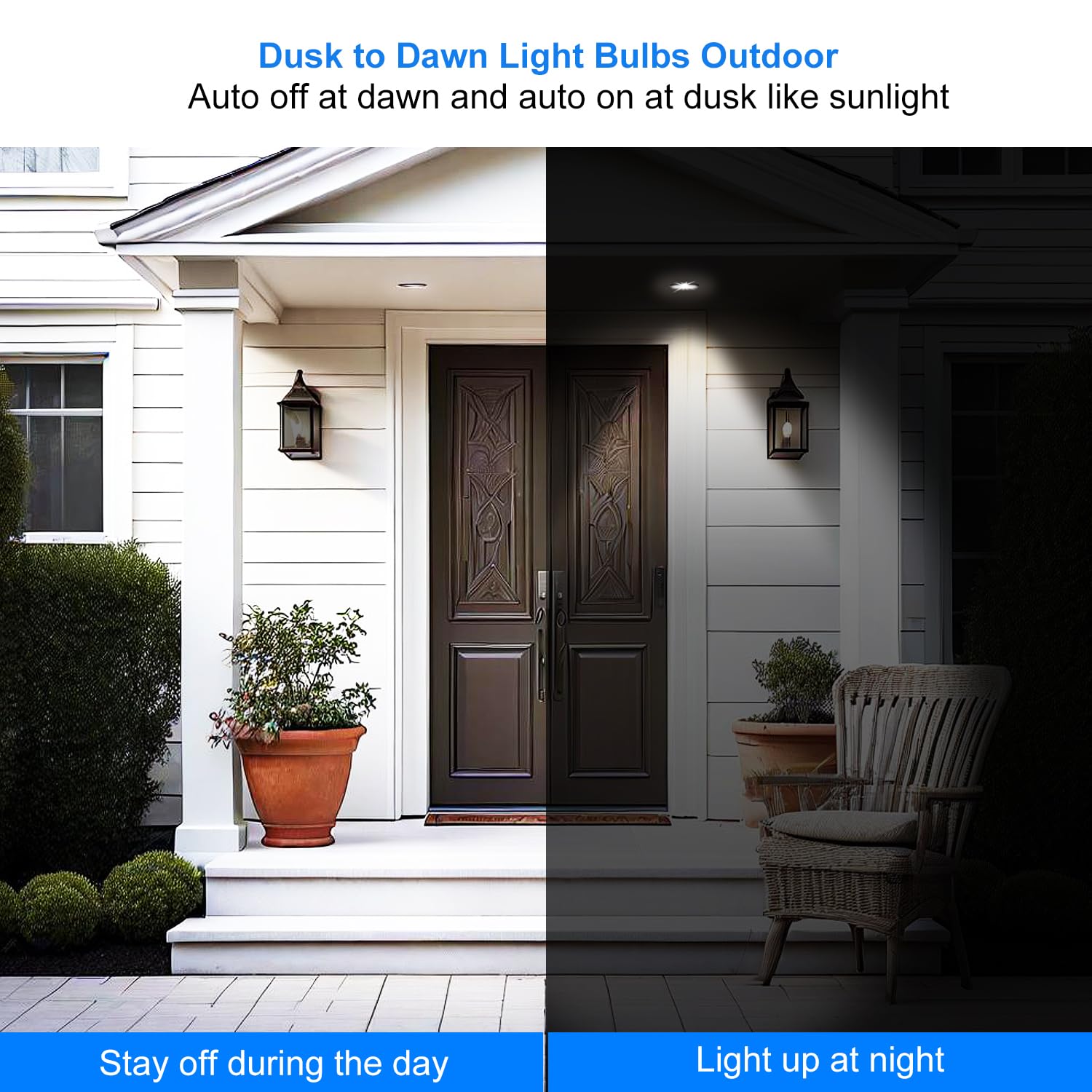 seami Dusk to Dawn LED BR30 Light Bulbs, 12W E26, 6000K Daylight, Auto On/Off, Pack of 4, Model SPGG01