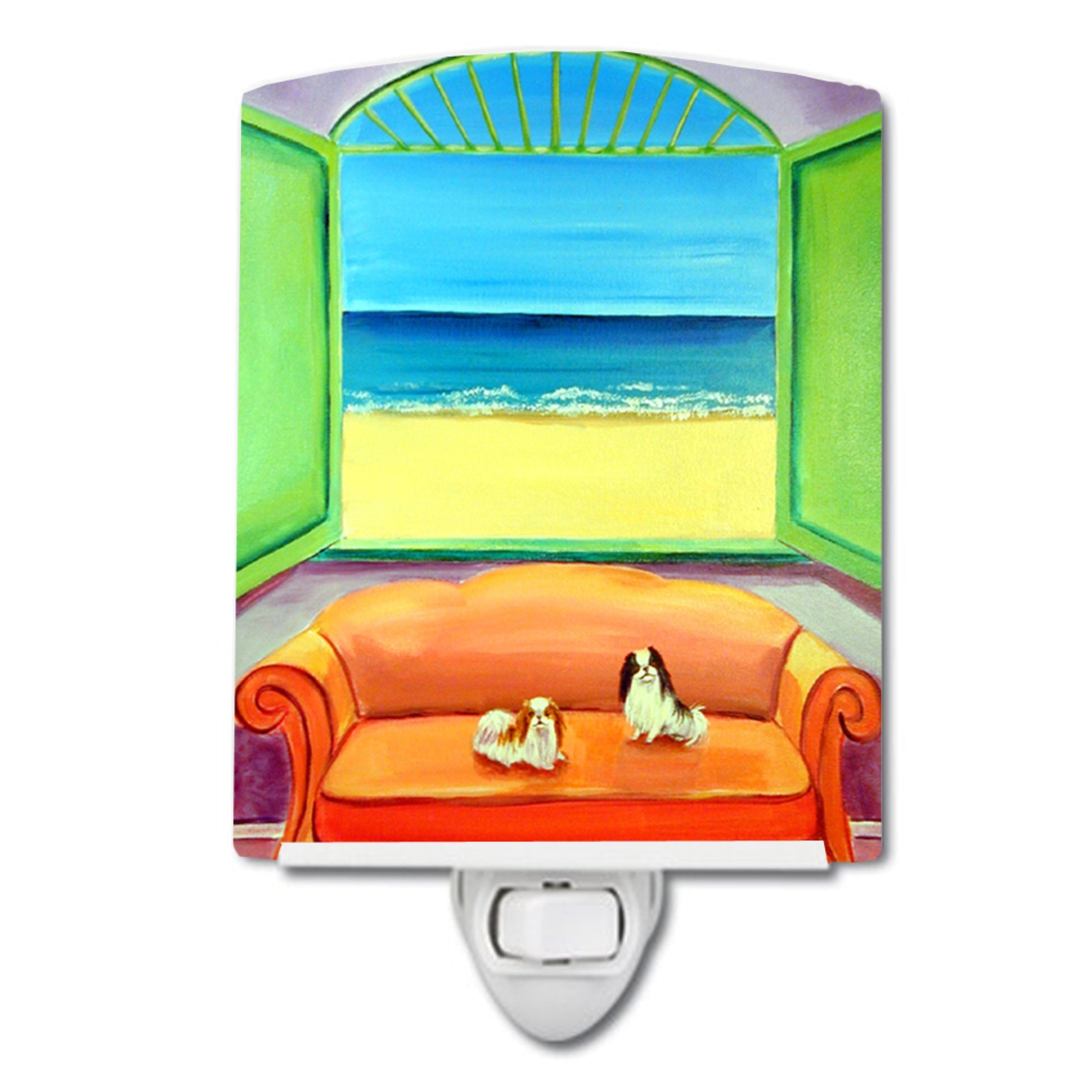  inchCarolines Treasures Japanese Chin Couch Sitting Ceramic Night Light, 6x4, Multicolor inch