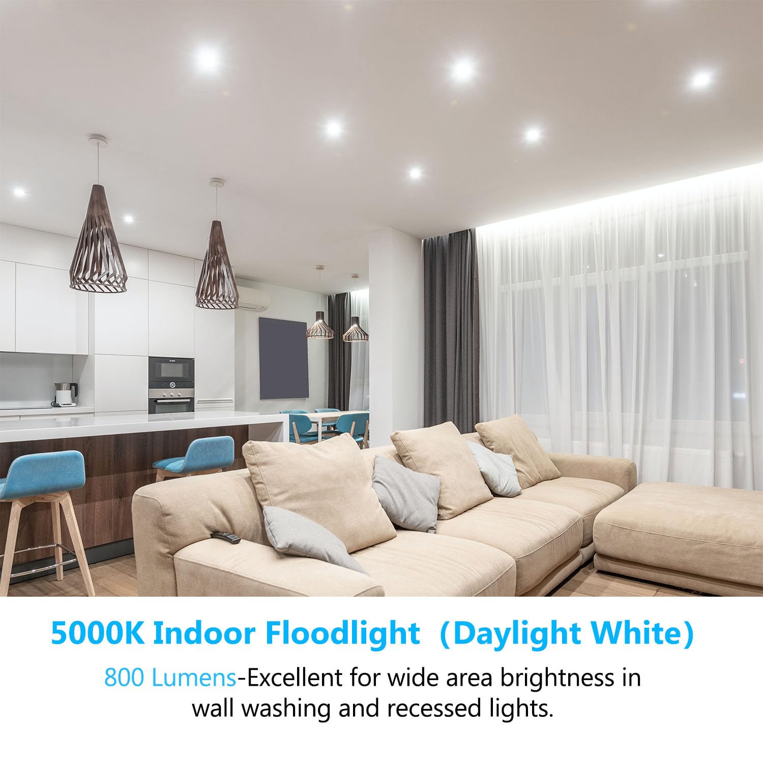 Dalattin 24 Pack Br30 Led Bulbs 65W Equivalent, Dimmable Indoor Flood Lights 5000K Daylight White, 9W, 800 Lumens, E26 Base, Led