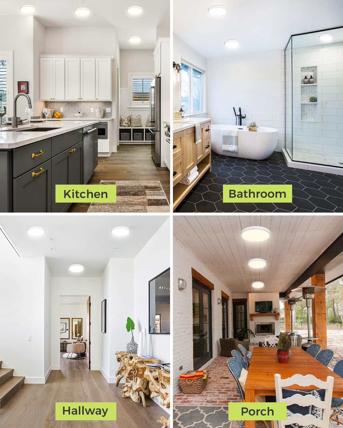 Hepside LED Flush Mount Ceiling Light 3CCT 24W 3200Lm 12 Inch Plastic White Model bebe3b06