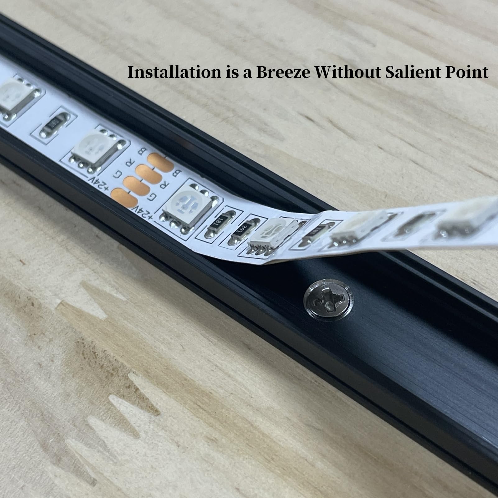 Thmoother 5-Pack 3.28Ft Pre-Drilled Countersunk Hole Led Strip U Channel Diffuser, Matte Black Flush Mounted Under Cabinet Tape Light Aluminum Low Profile With Milky Cover (5, 3.28Ft)