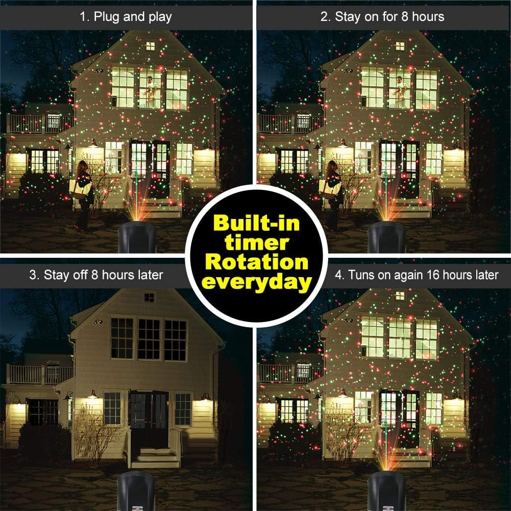 COOWOO Christmas Laser Light Projector, 2 Pack, Waterproof Red and Green Laser Lights, Model PN-RG130