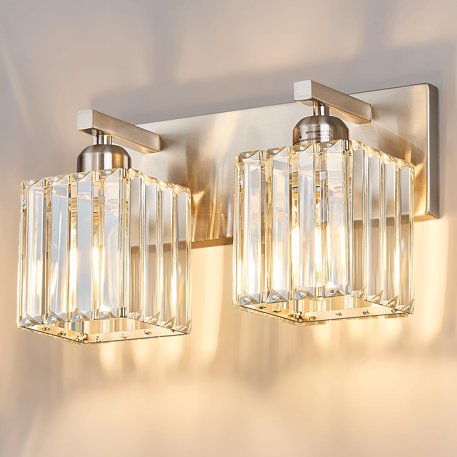 FDPBY Modern Vanity Light 3-Light Brushed Nickel Crystal Bathroom Fixture Model 002