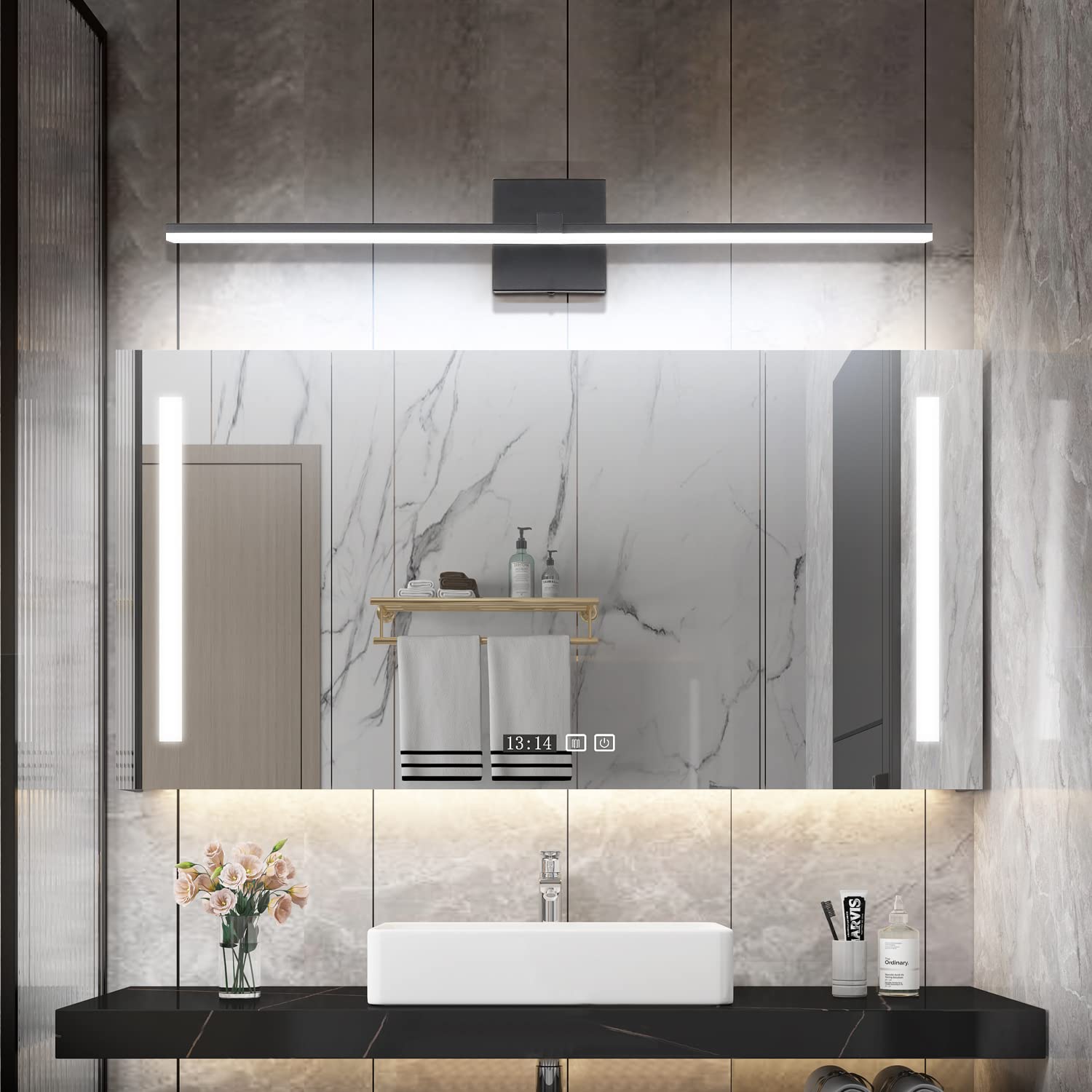 Zuzito 30" Modern Led Vanity Lights - Matt Black Dimmable Bathroom Fixture Over Mirror