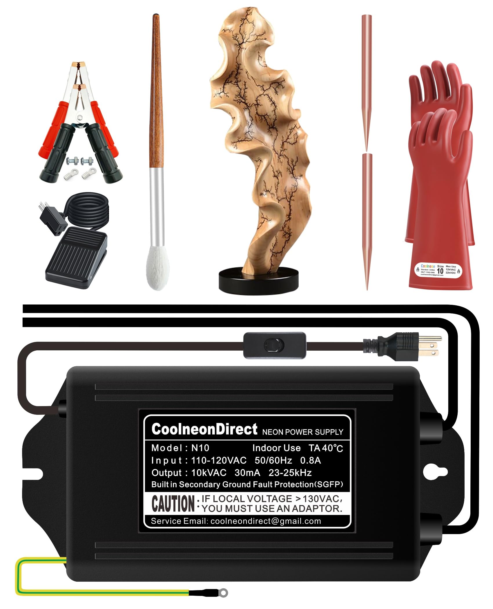Coolneon 10kV Lichtenberg Wood Burning Machine Kit, High Voltage