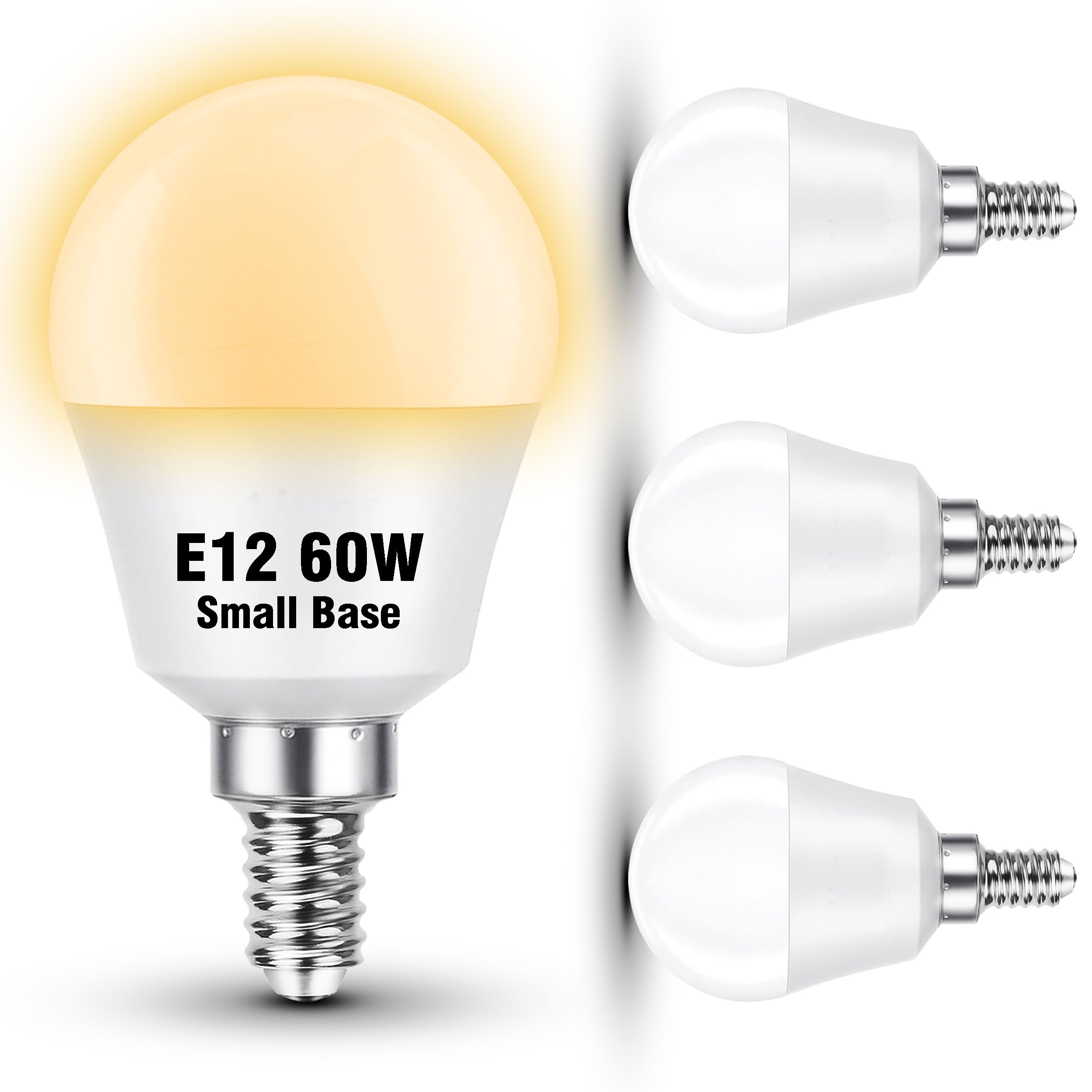 Elmoyle E12 LED Candelabra Light Bulbs 60Watt Equivalent  Warm White 2700K  AC120V 5W 600LM  A15 G45 Shape E12 Small Base for Ceiling Fan Chandelier Wall Lamps  Non-Dimmable  4 Pack
