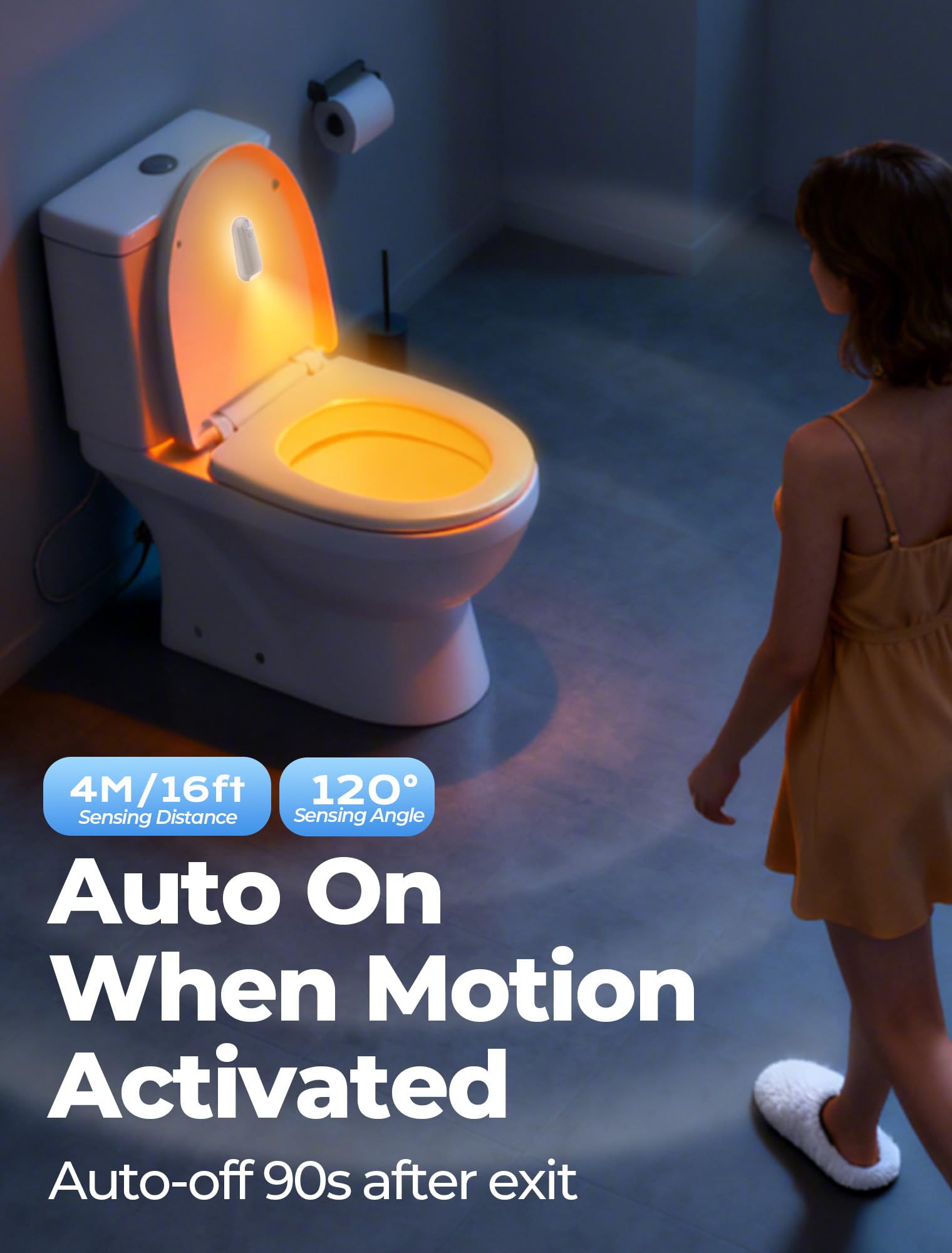 Toilet Night Light Motion Sensor  8 Color Changing Led Wall Motion Sensor Light Indoor Bathroom Accessories Decor  Inside Toilet Lights Christmas Stocking Stuffers For Men Kids Birthday Gifts (1 Pack)