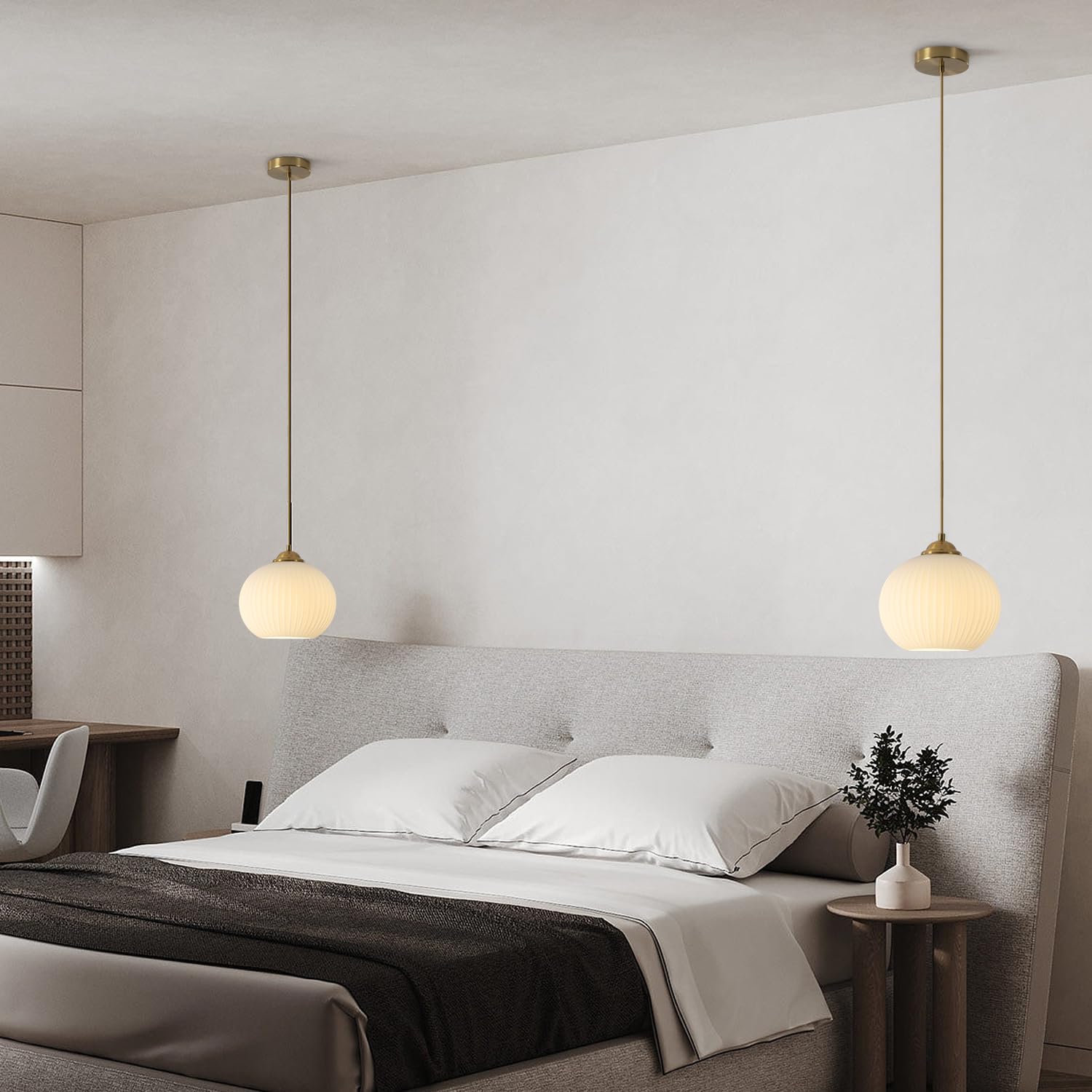 Kco Lighting Mid Century 1-Light Globe Pendant Light Industrial Vintage Brass Gold Pendant Lighting Fixture Kitchen Island Adjus