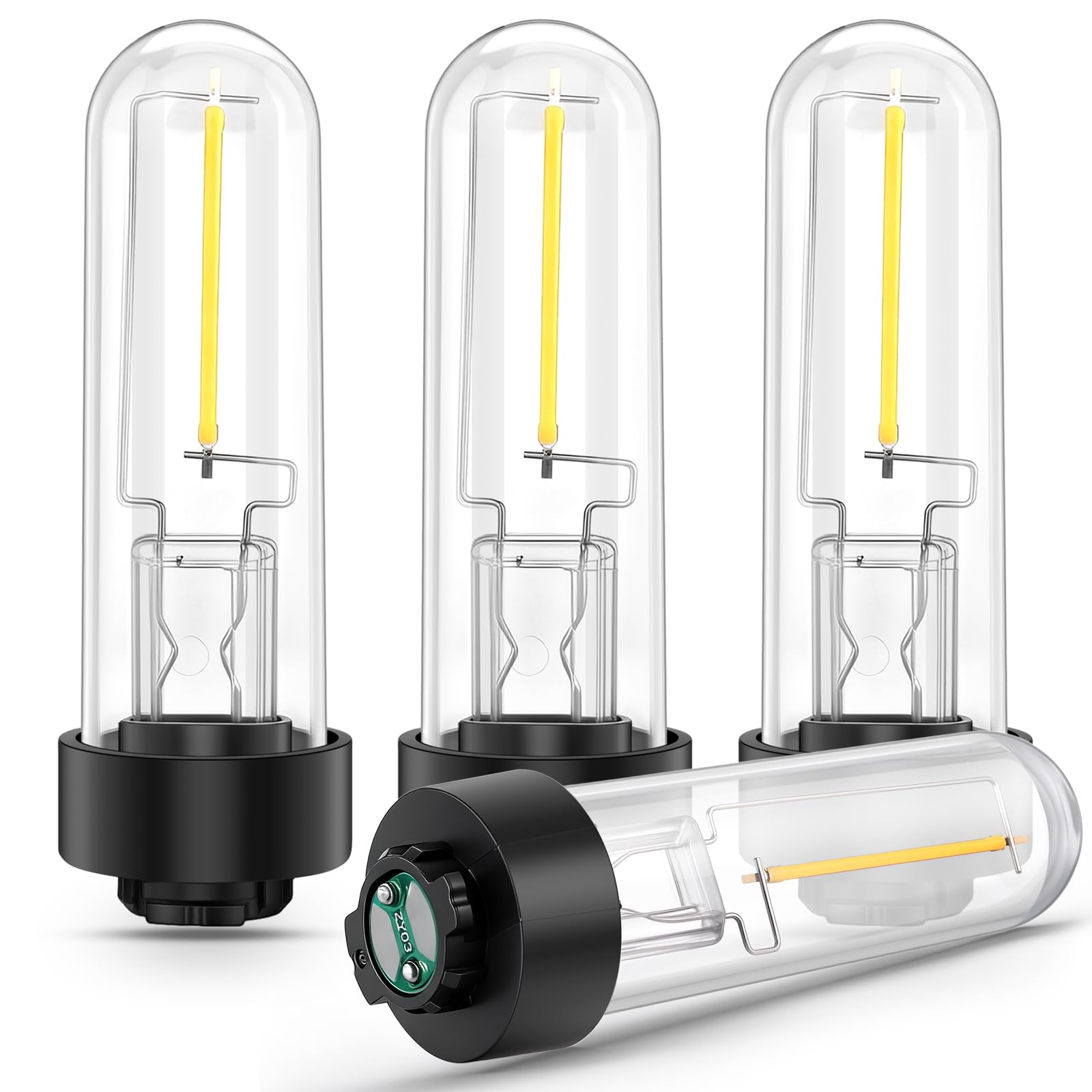 Grinsvalley 4 Pack Solar Light Replacement Bulbs Warm White 3000k 0.5w DC 3v Solar Bulbs for Outside Garden Yard Patio Pathway L