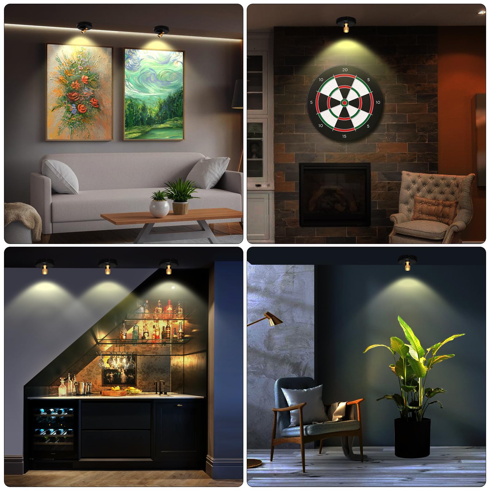 Wireless Spotlight Battery Operated, Led Picture Light, Accent Spot Light For Indoor Plant Tree, Puck Lights With Remote And Timer, Stick Display Uplighting For Painting Dartboard Wall Decor Art Photo