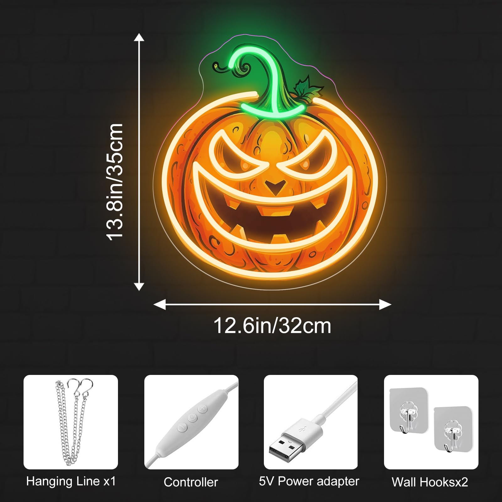 Pumpkin Neon Sign Halloween Pumpkin Led Light  Halloween Party Decor  Home Decor  Pumpkin Decor Personalized Gifts  13.8X12.6