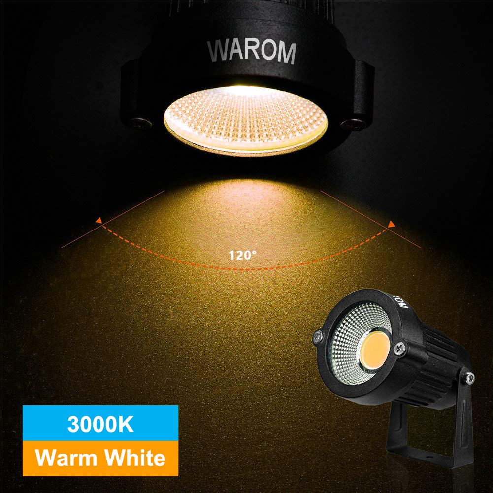 Weyang 5W Ip65 Waterproof Garden Spotlights, Warm White Led Flood Light With Metal Ground Stake, 2 Pack