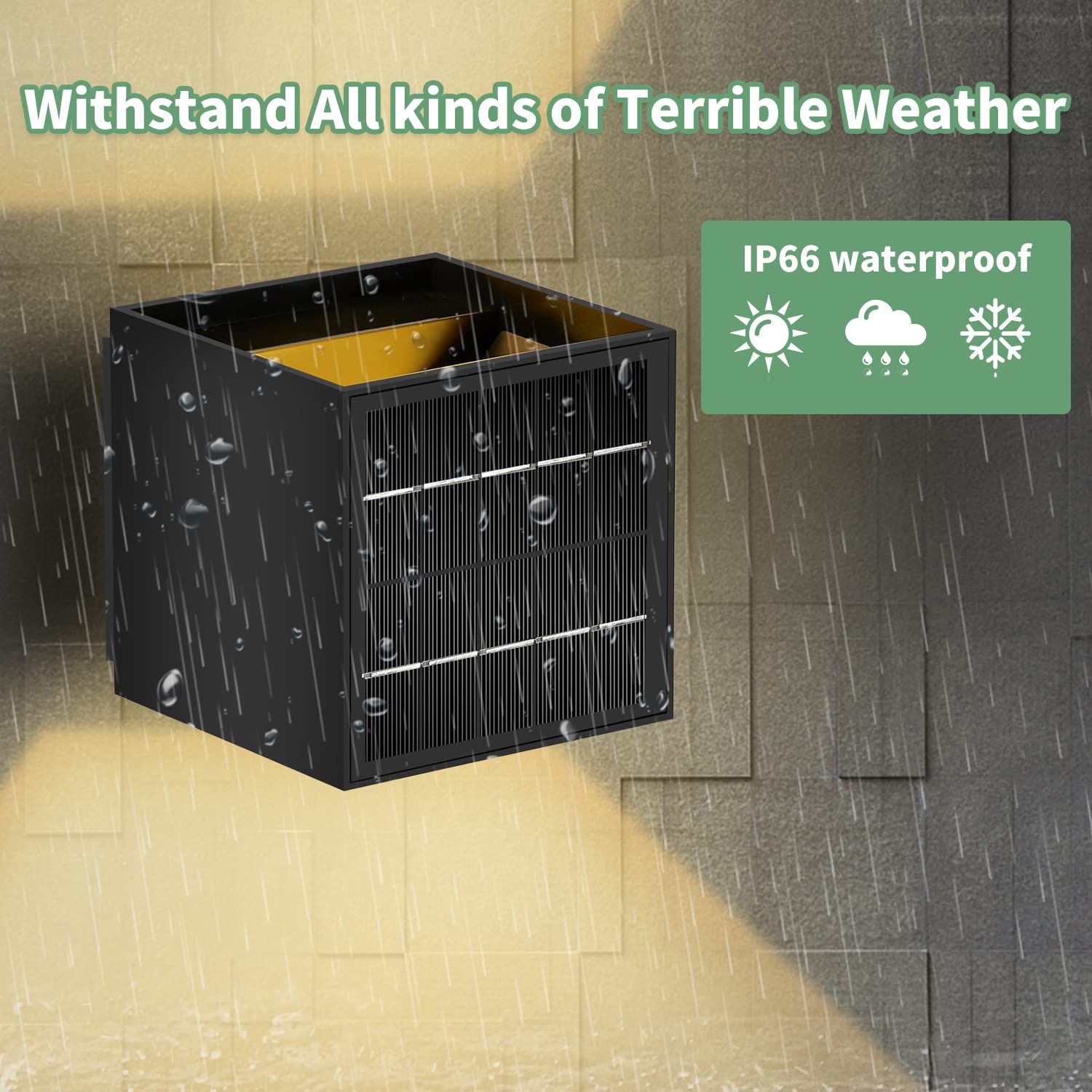 Lanfu Solar Motion Sensor Wall Lights 10W, Ip65 Waterproof, Warm White Outdoor Sconce