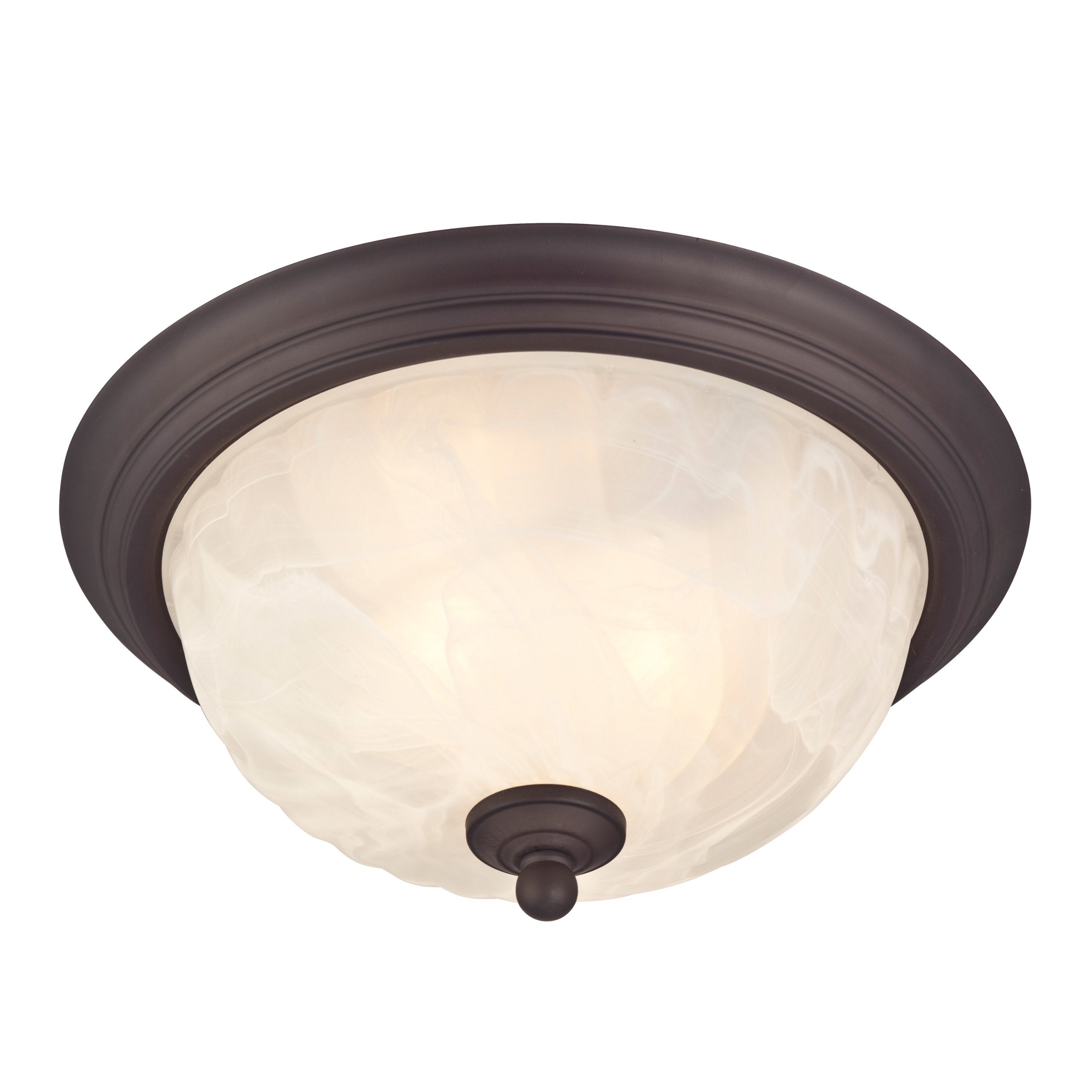 Westinghouse 6230900 Naveen Two-Light Flush-Mount Exterior Fixture, Oil Rubbed Bronze Finish on Steel with White Alabaster Glass