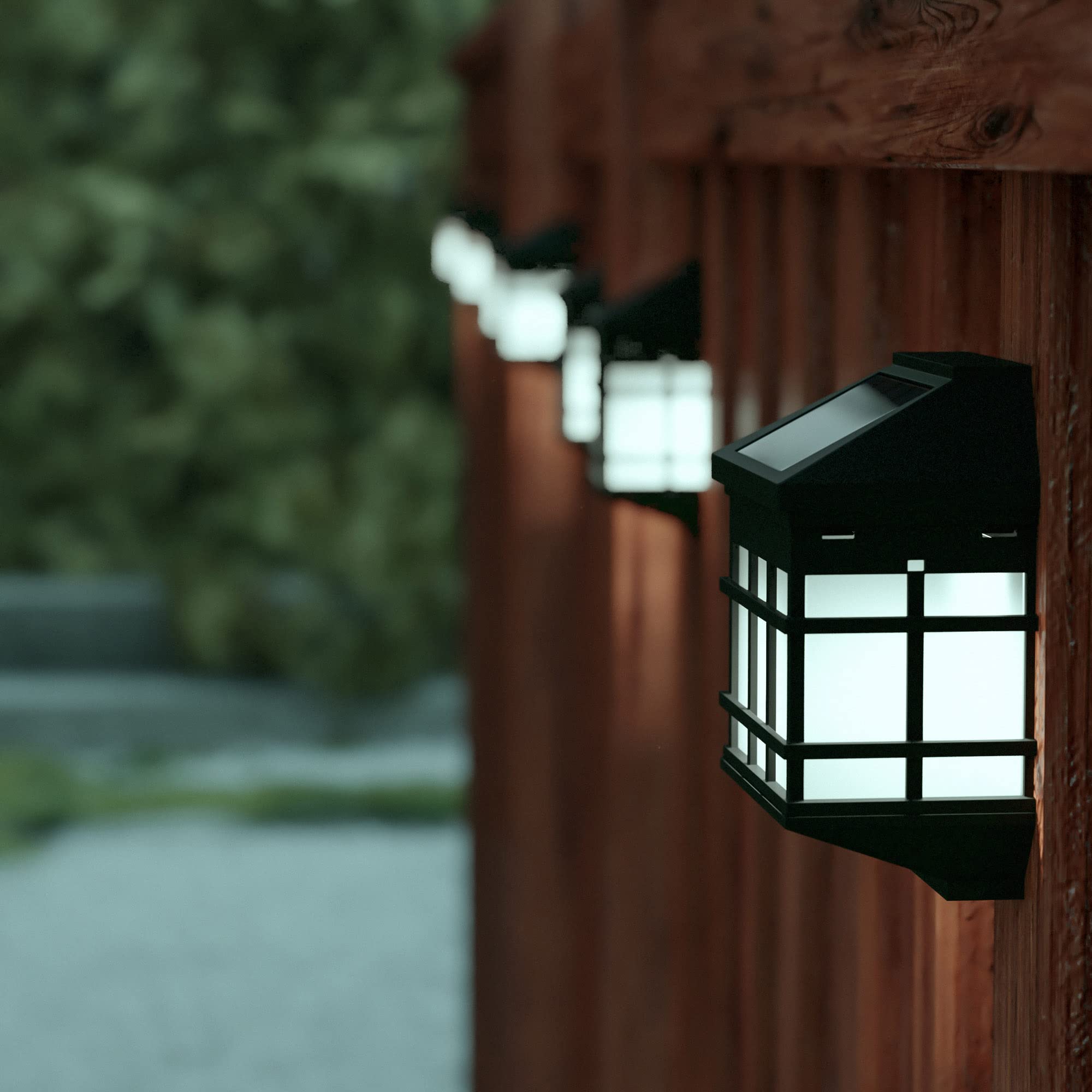 Flash Furniture Holder 6 Pack Wall Mount Led Solar Lights - Weather Resistant Black Decorative Solar Powered Lights For Decking And Fencing, 3.5X2.5X4.5