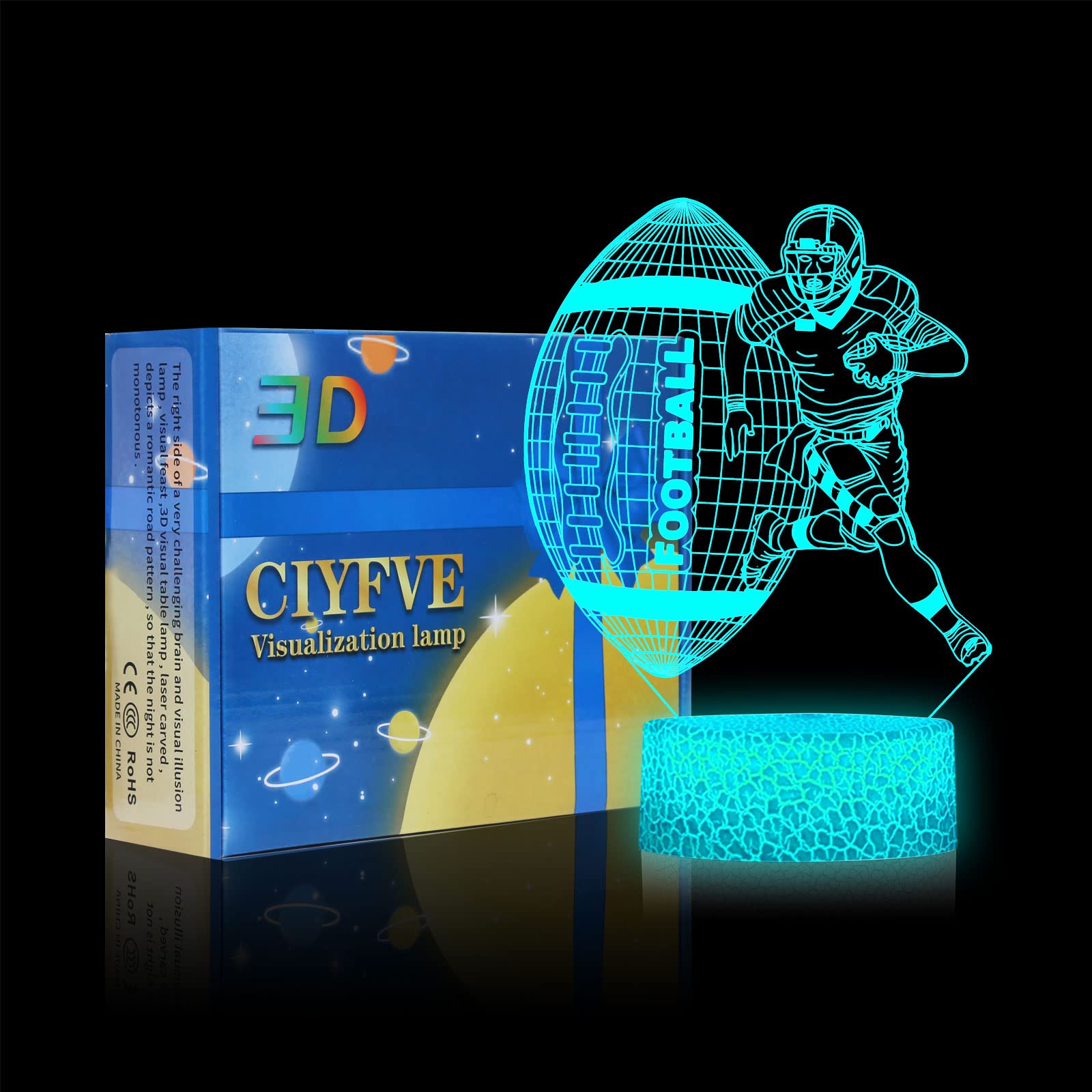 Shanjianke Football Athlete 3D Night Light Touch Control - 7 Colors Auto Gradient Night Light,Kids Night Light Suitable For Home