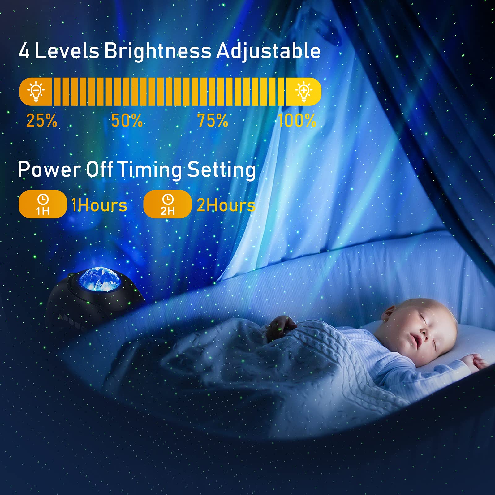 Leoity Star Projector with Remote Control, Bluetooth Speaker & White Noise, Black - LY-SP001