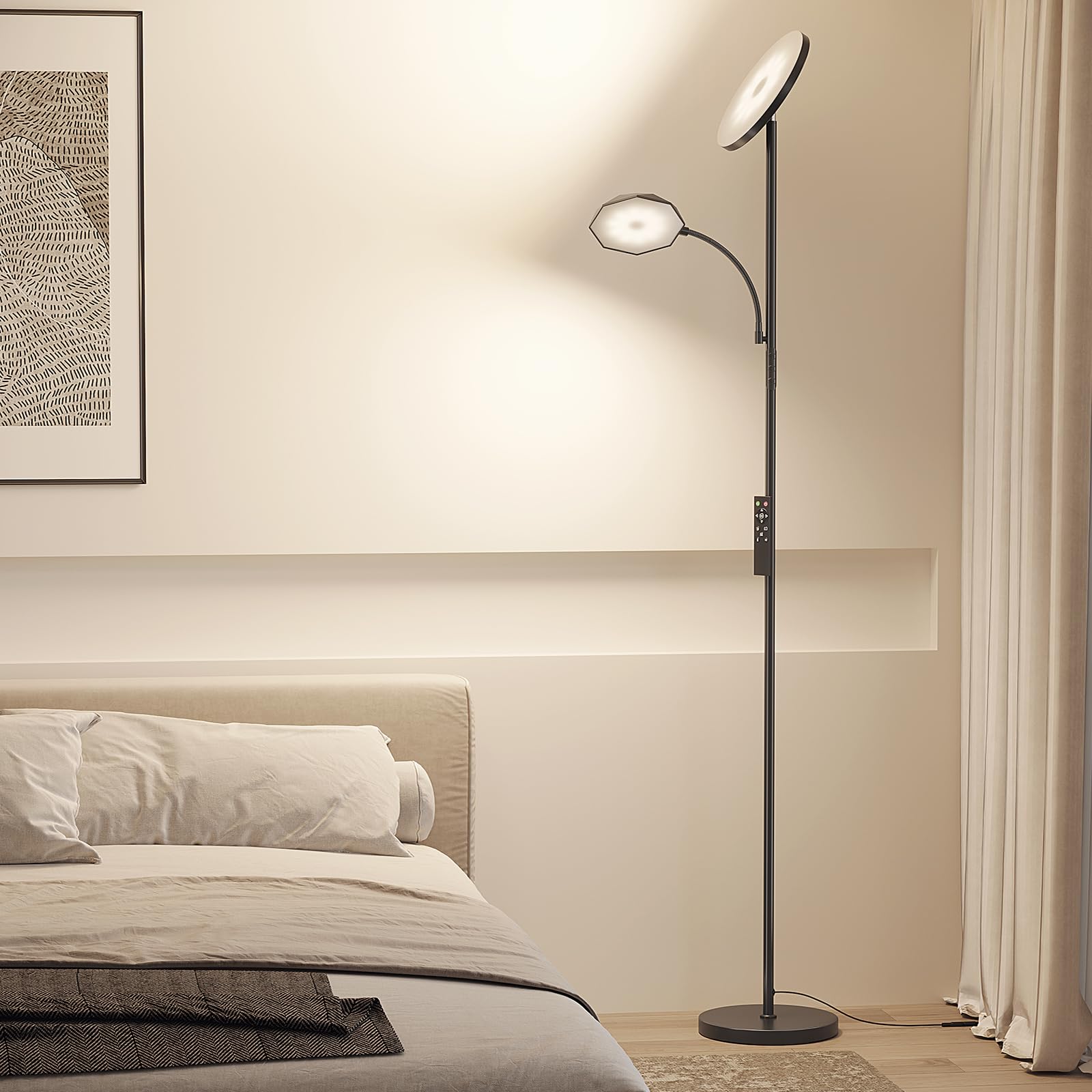 Sunmory Floor Lamps For Living Room, 48W/4200Lm Super Bright Led Floor Lamp With Remote Control, 69'' Tall Standing Lamp With St