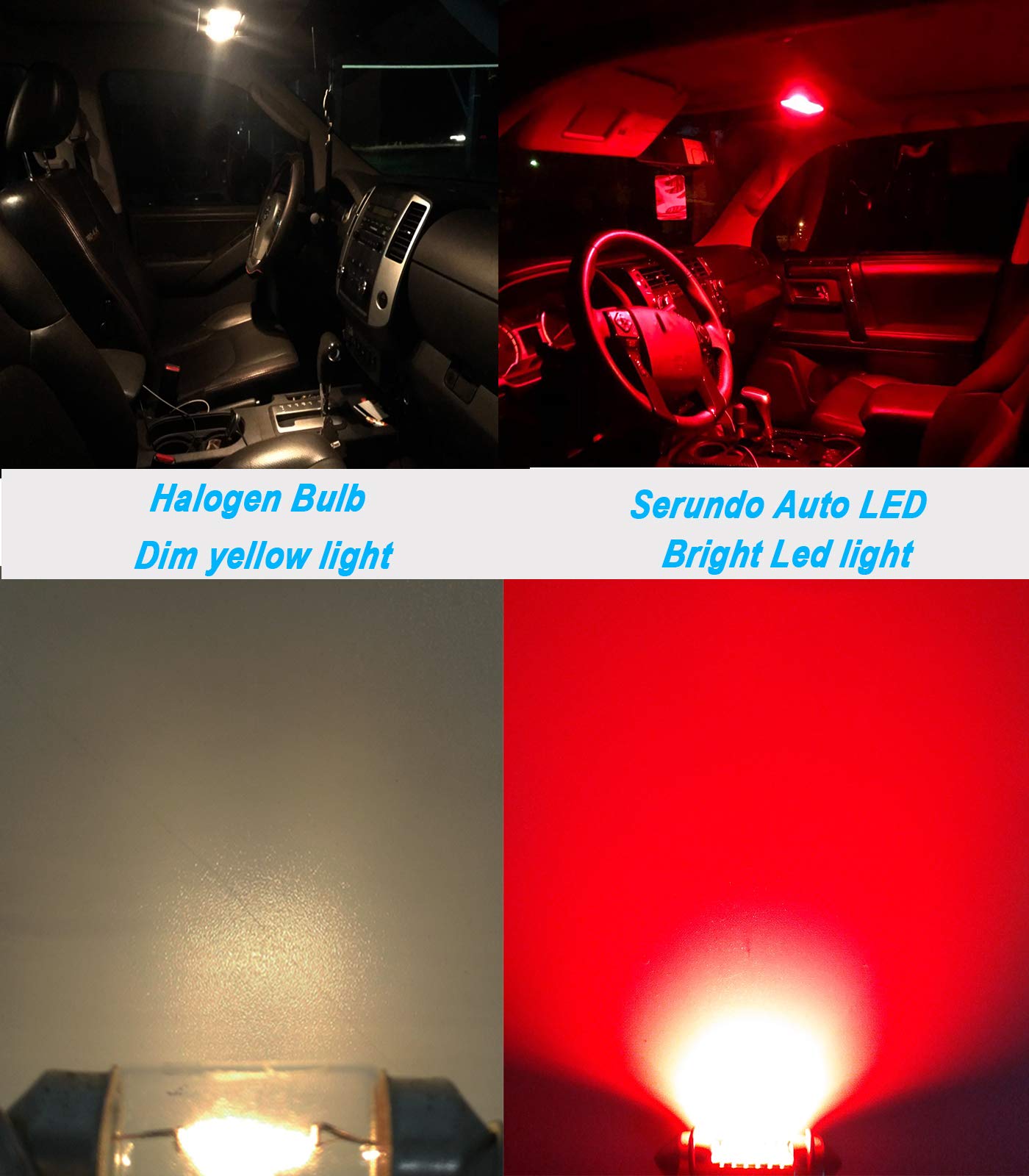 Serundo Auto De3175 Led Car Bulb 31Mm 1.22In Led Festoon Bulb, De3021 De3022 De3023 6428 6430 7065 Led Festoon Bulb, Interior Led Used For Car Map Dome Light Etc,Pack Of 4Pcs Red Color