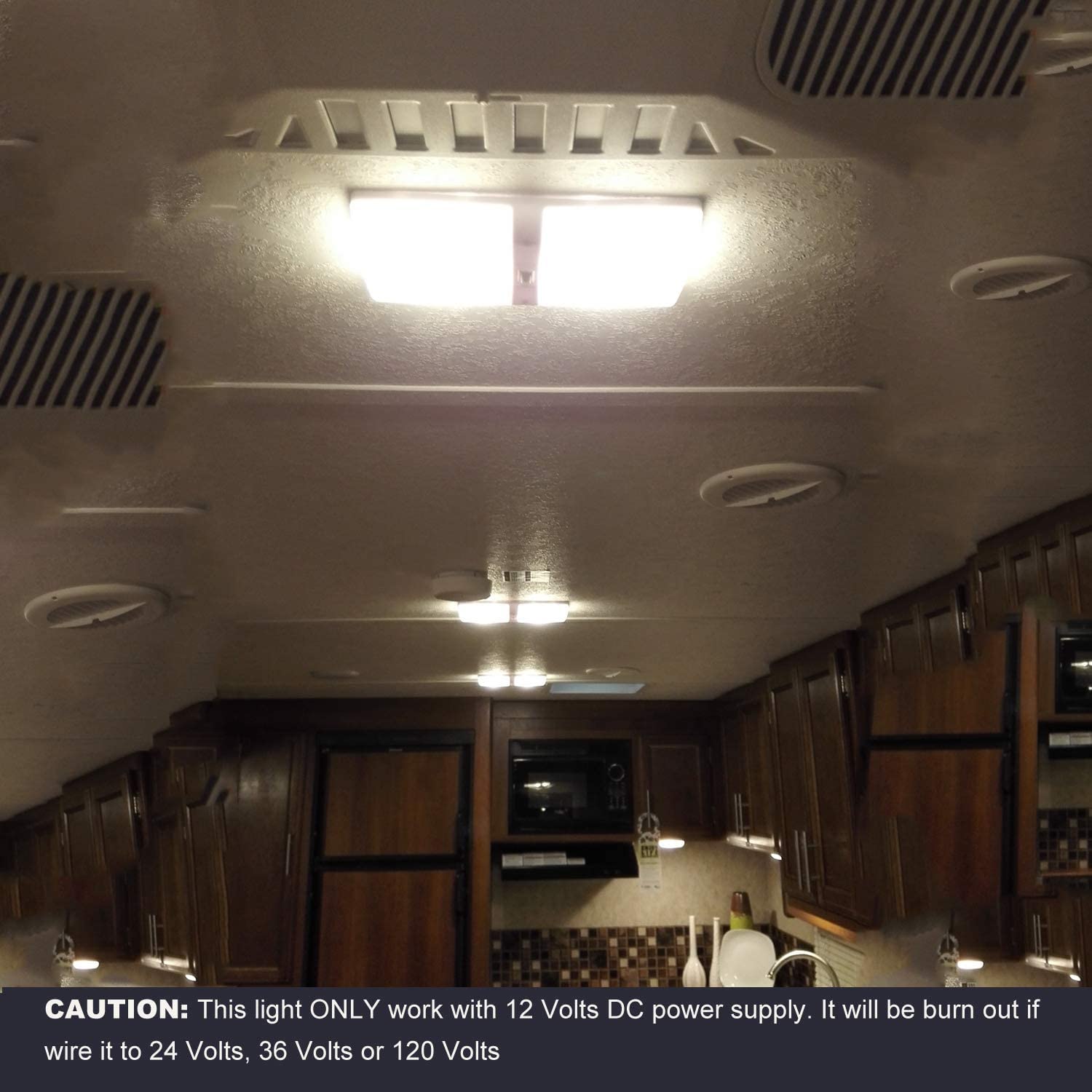 Facon 12V LED RV Ceiling Lights with PIR Sensor, Double Dome, 4000K, L 9in  x W 4in  x H 1in , Model DD1520-PIR