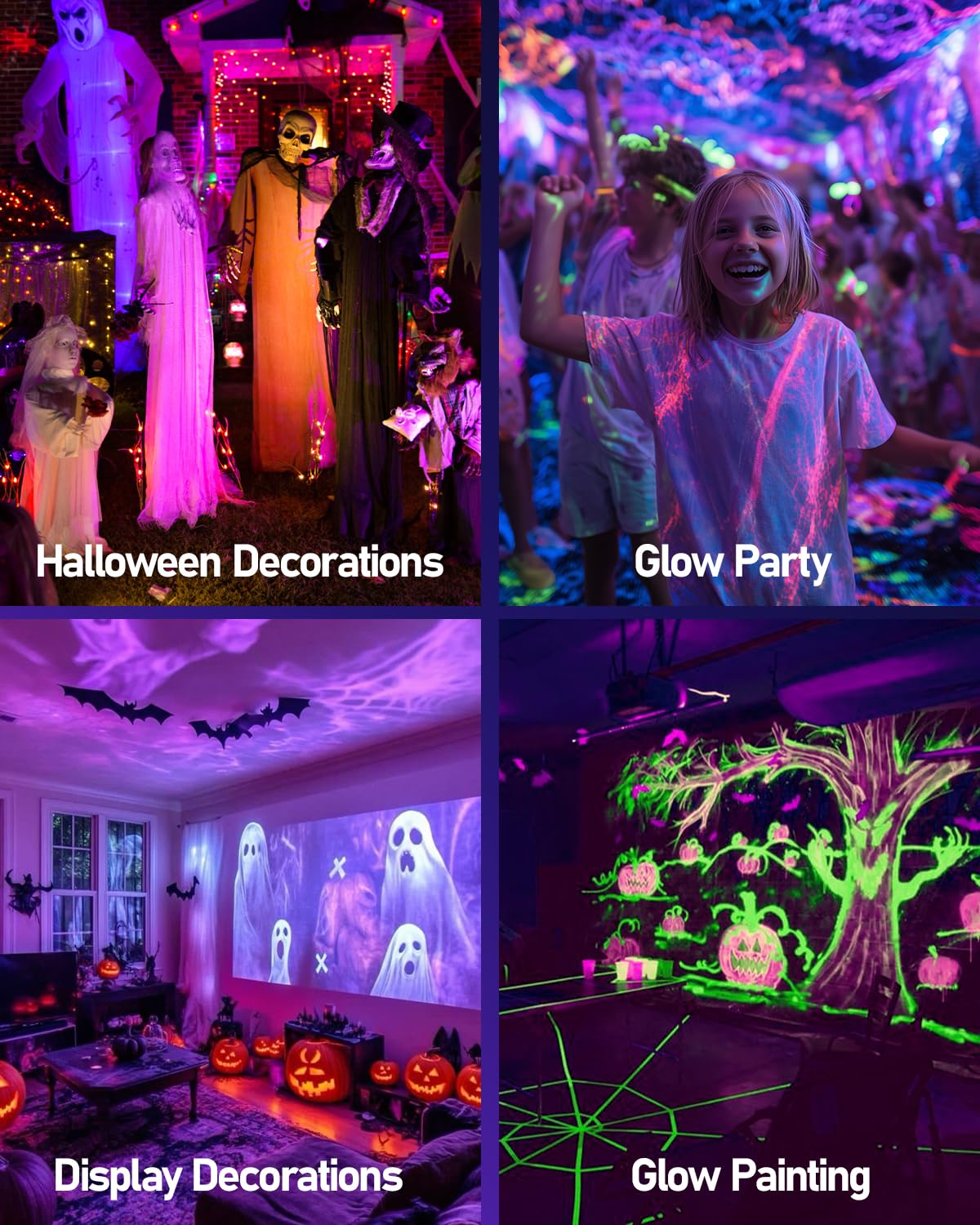 Hiboitec Halloween Black Light Spotlight Outdoor 12W Ip65 Waterproof Led Spot Lights Landscape Lighting With 4.9Ft Us Plug For Glow Party Body discomfort-reducingt Yard Garden Decorations 1Pack