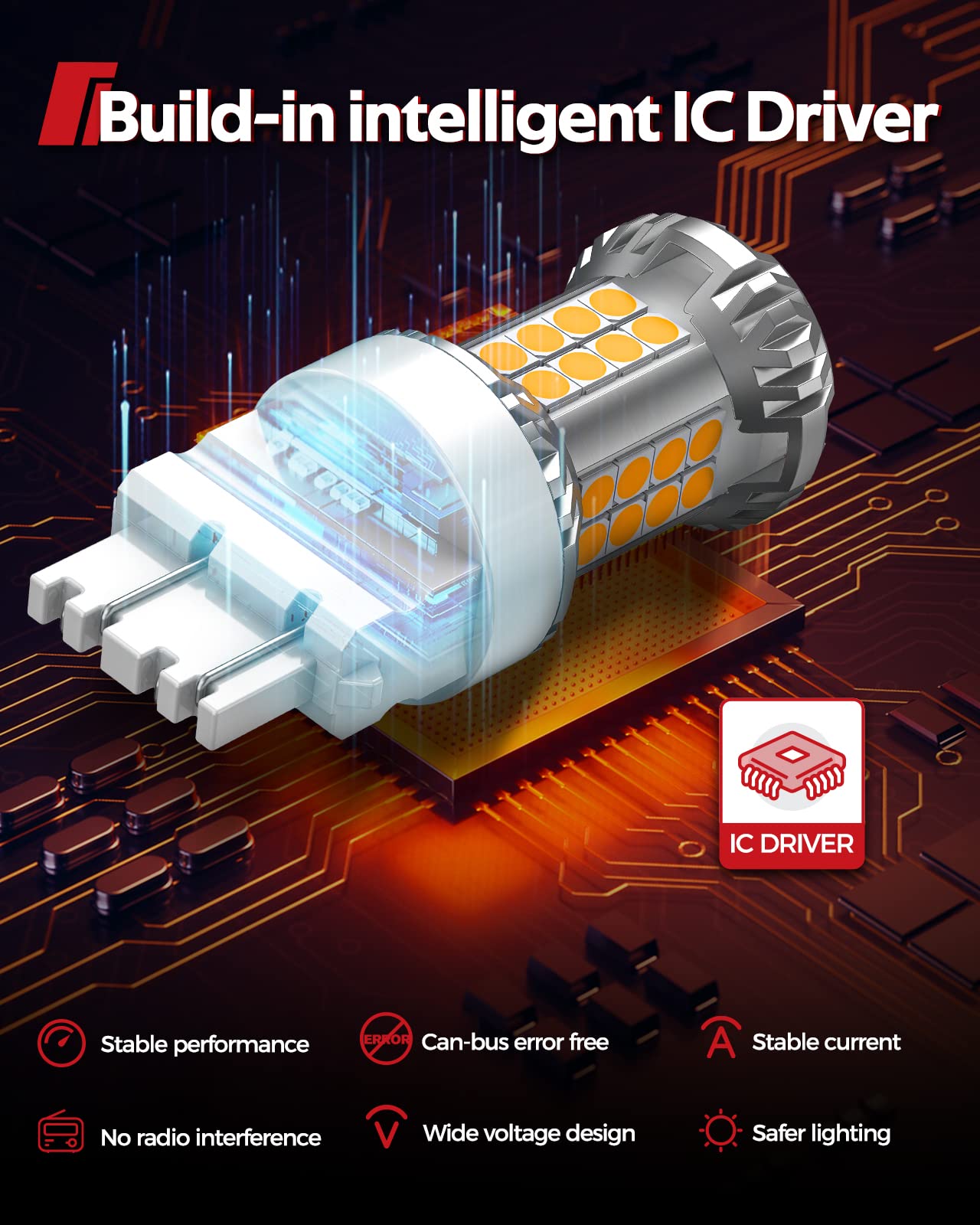 Torchbeam 3157 LED Bulbs Amber with External Resistor for Turn Signal Lights, 600% Brighter 3156 3056 3356 3057 4157 3457 4156 w