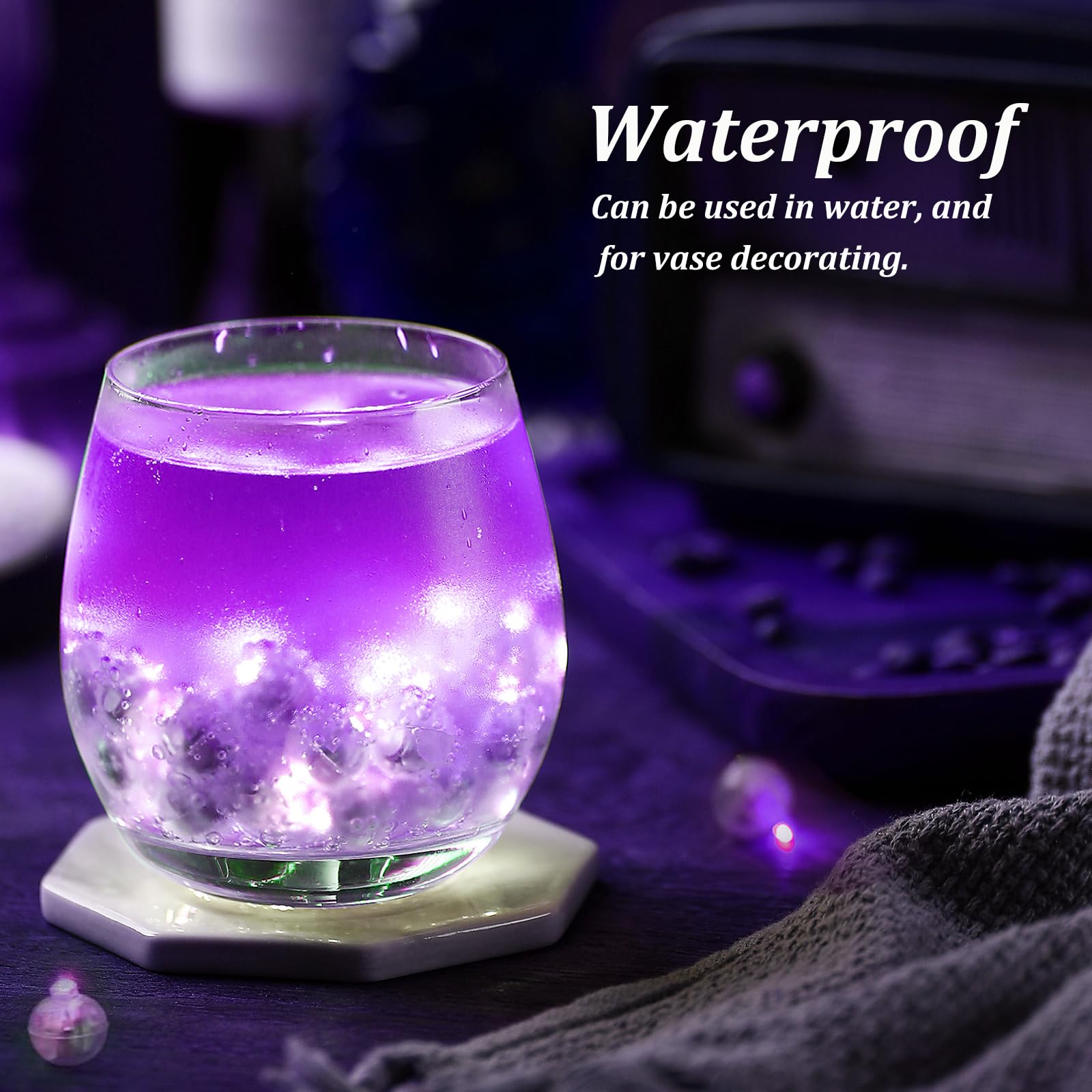 pozzolanas Mini LED Lights, Waterproof, 50 Pcs, Purple, Model 23QQD, Tiny LED Light for Party and Wedding Decorations