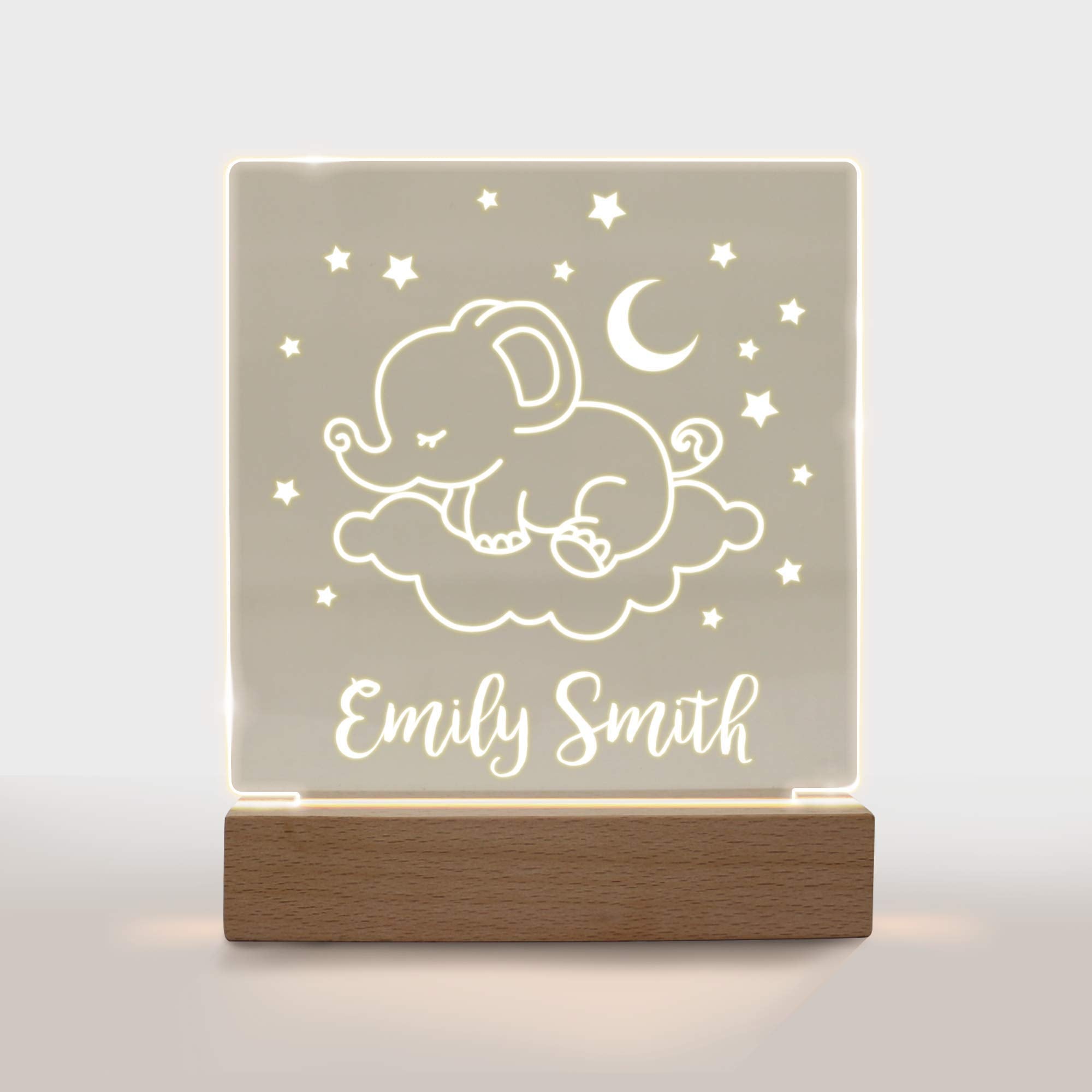 Personalized Night Light For Kids Girls Boys Customized Gifts For Baby Boy Bedroom Elephant