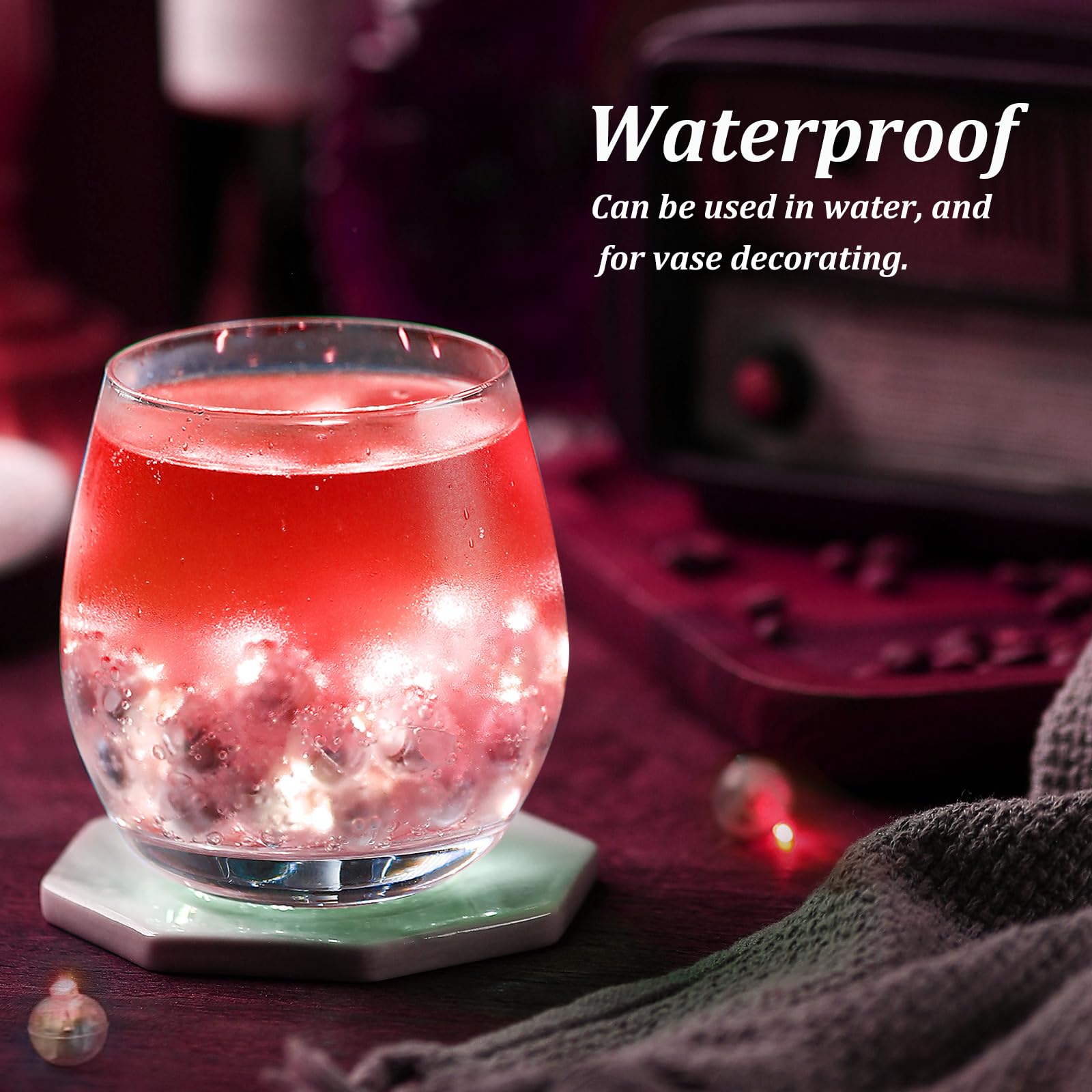 Pozzolanas 50Pcs Mini Led Lights With Hook, Waterproof Round Tiny Led Light For Party Decorations Neon Party Light, Red-Blinking