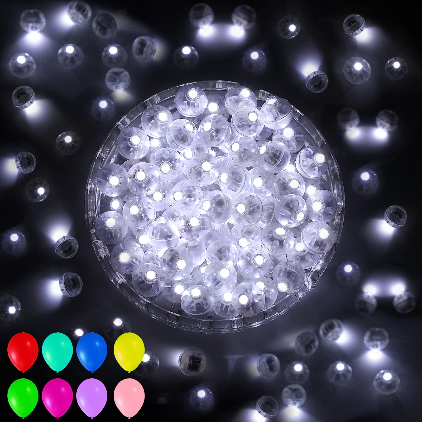 Aogist 50 Pcs White Balloon Light With Loop For Hanging, Mini Ball Lamp Round Tiny Led Light For Paper Lanterns Glass Balloons B