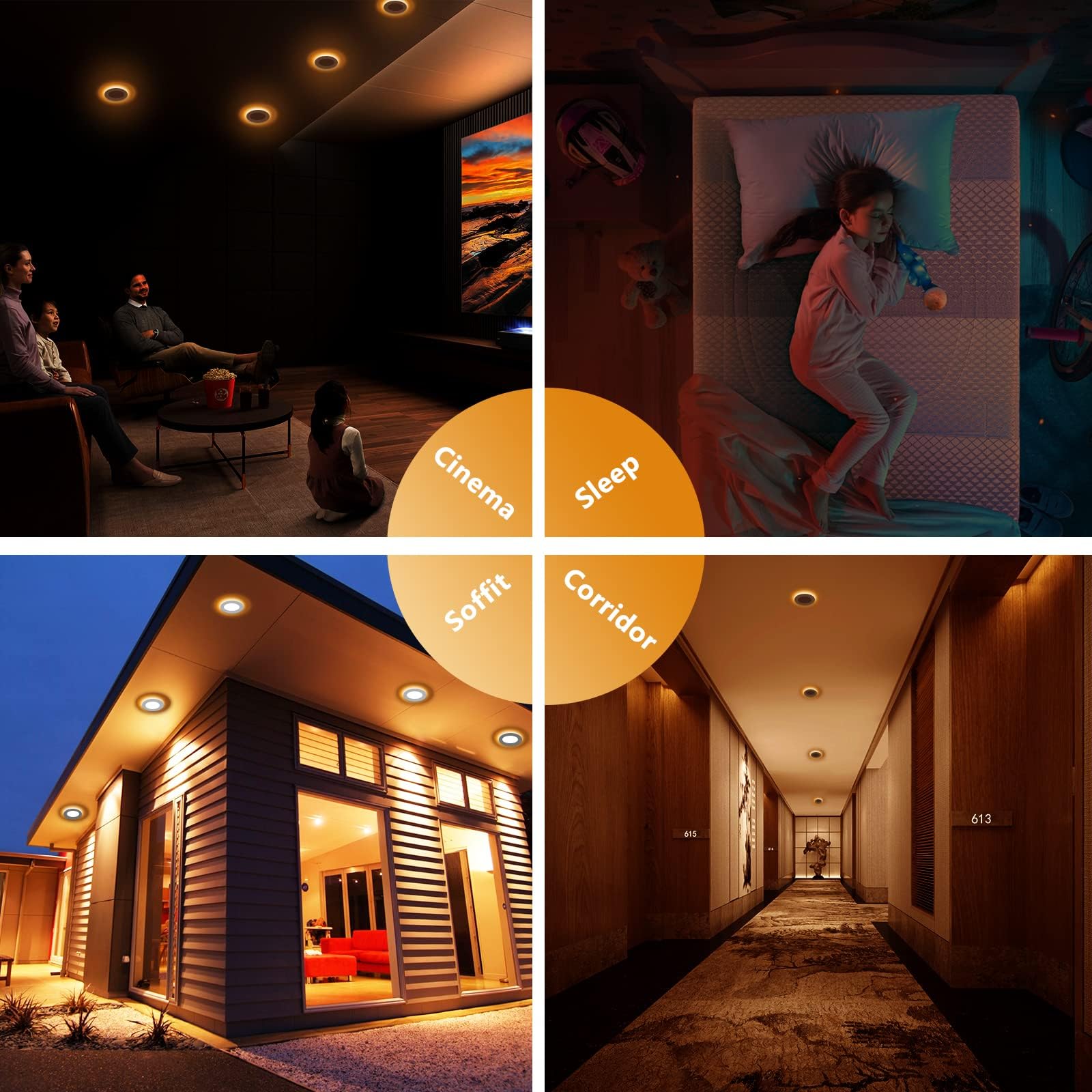 Cycevsun 24 Pack 6 Inch Led Recessed Lighting With Night Light - Canless Ultra Thin Wafer Downlight Soffit Pot  Dimmable & 5 Color Temperature Selectable  12W  Etl & Energy Star