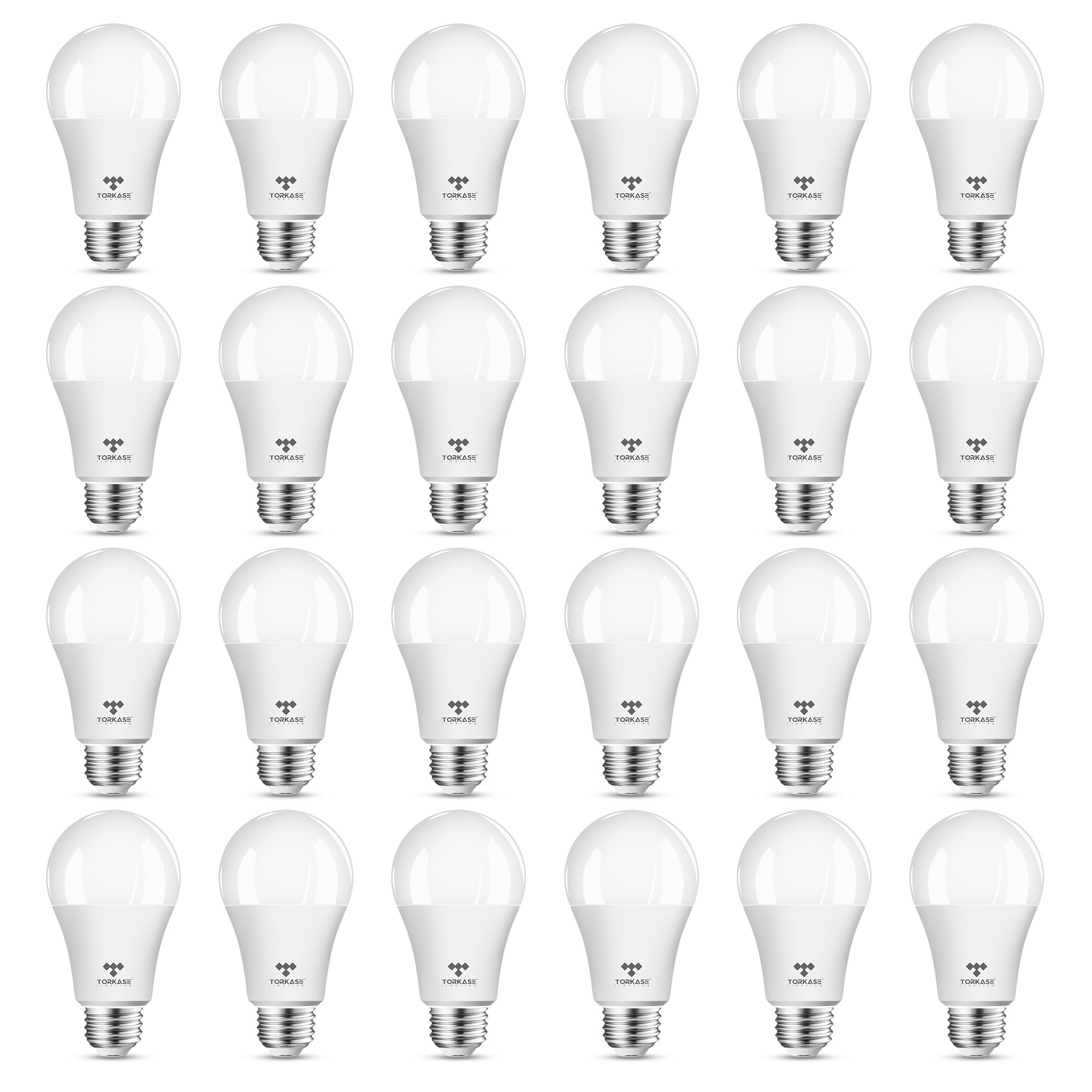 Torkase A19 LED Light Bulbs, 13W 1500LM, E26 Base, 3500K Warm White, Non-Dimmable, 24 Pack, Energy Saving