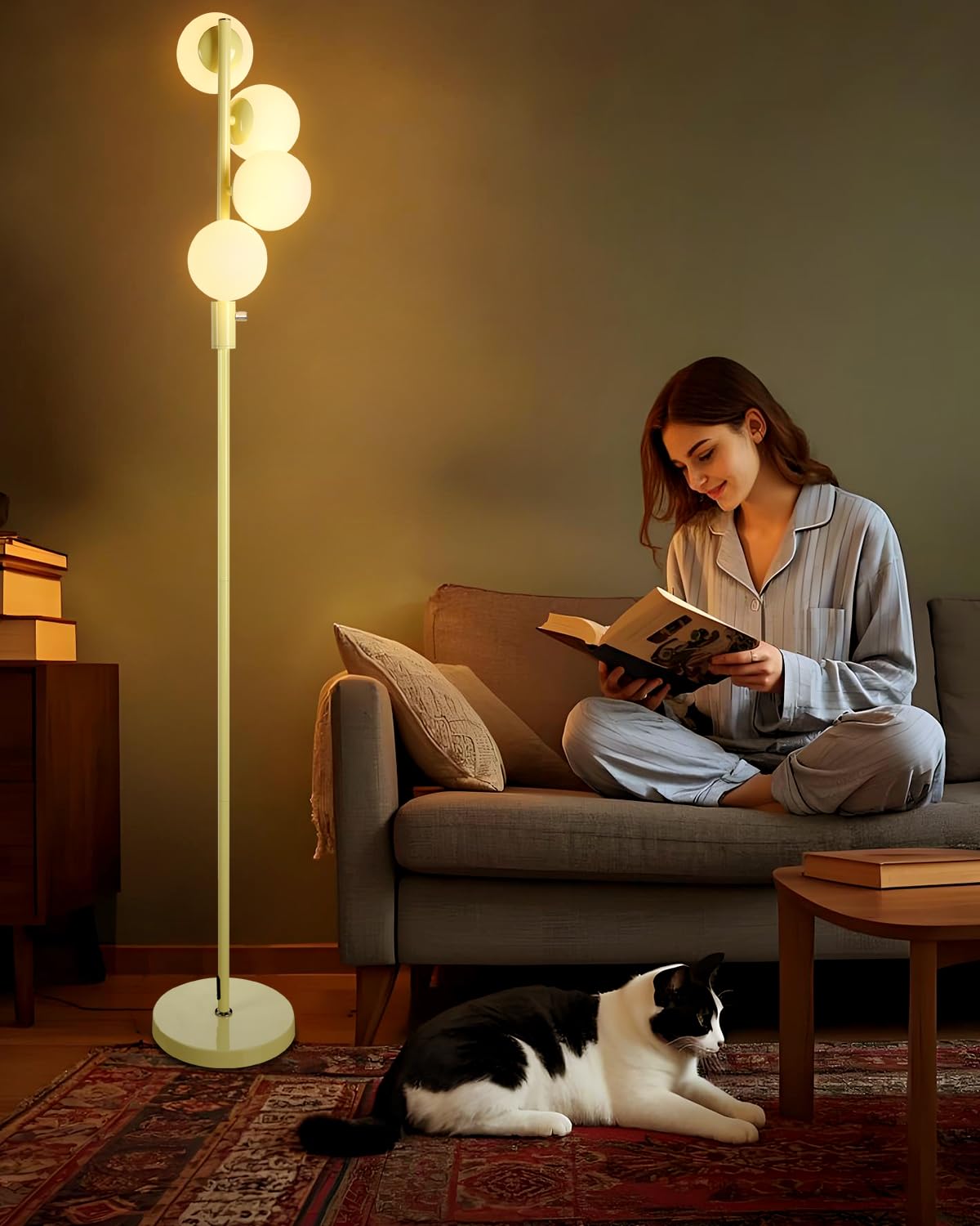 Lightdot 64IN Dimmable (Brightness Adjustable) Globe Floor Lamp, Standing Lamps with 4PCS 3000K G9 Bulbs Soft Warm White Eye Car