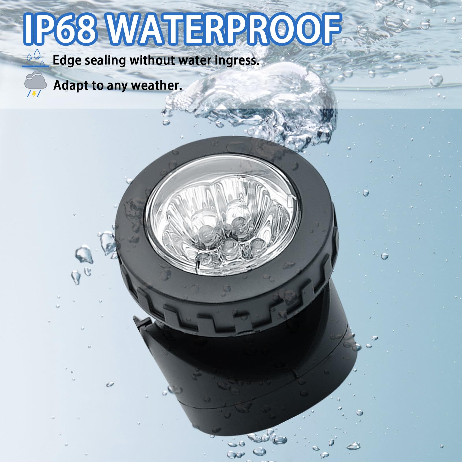 AVEKI Solar Pond Spotlights, RGB Color Changing, 12 LED, Dual Head, Waterproof, Model A-2HCS