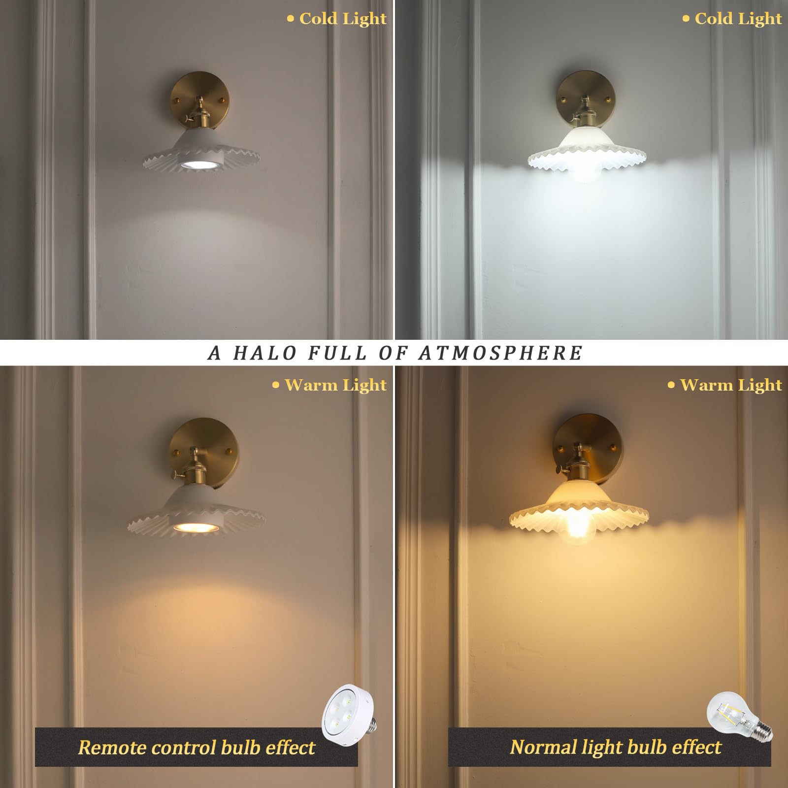 Shenmoyl Vintage Wall Sconces With White Lotus Glass Lampshade 180 Degree Adjustable Brass Sconces Hradwired Modern Wall Lighting Fixture With Switch For Bedside Bedroom Doorway