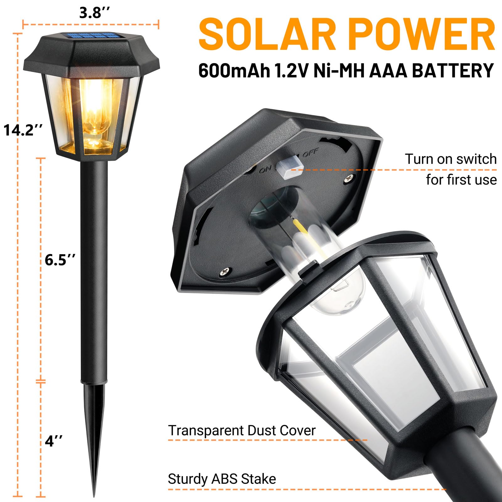 Solar Pathway Lights Outdoor 8 Pack Solar Lights Outdoor Waterproof With 3000K Tungsten Filament Bulb, Decor Driveway Lighting F