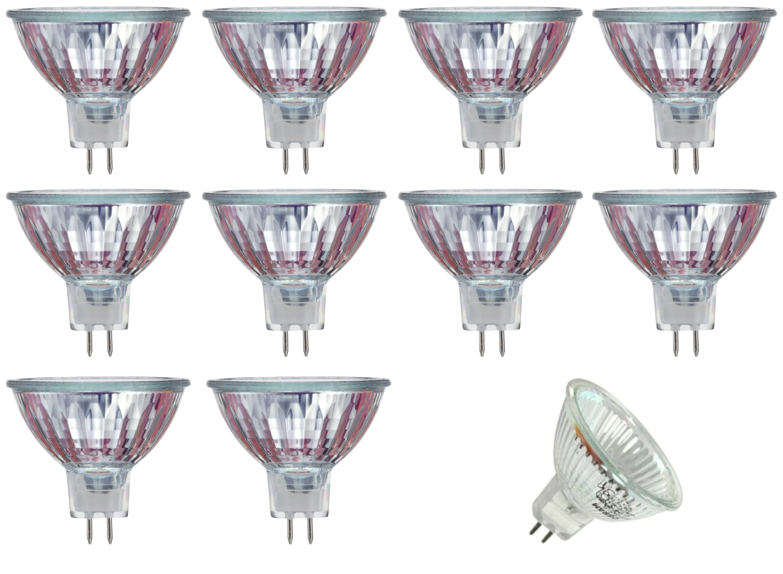 Mr16 Halogen Bulb 50W, Landscape Indoor Outdoor Flood, 2 Pin 12V Gu5.3 Base With Dimmable - Pack Of 10 Bundle With 1 Pack Of Dec