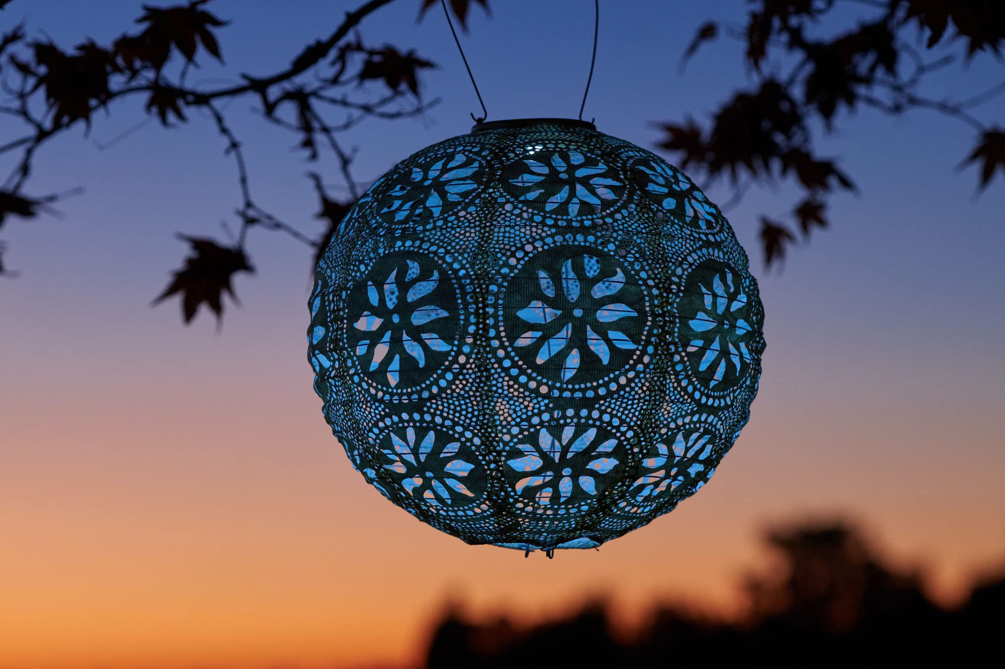 Allsop Soji Stella LED Outdoor Solar Lantern, Handmade Tyvek, 12x12, Metallic Blue, Model 31836