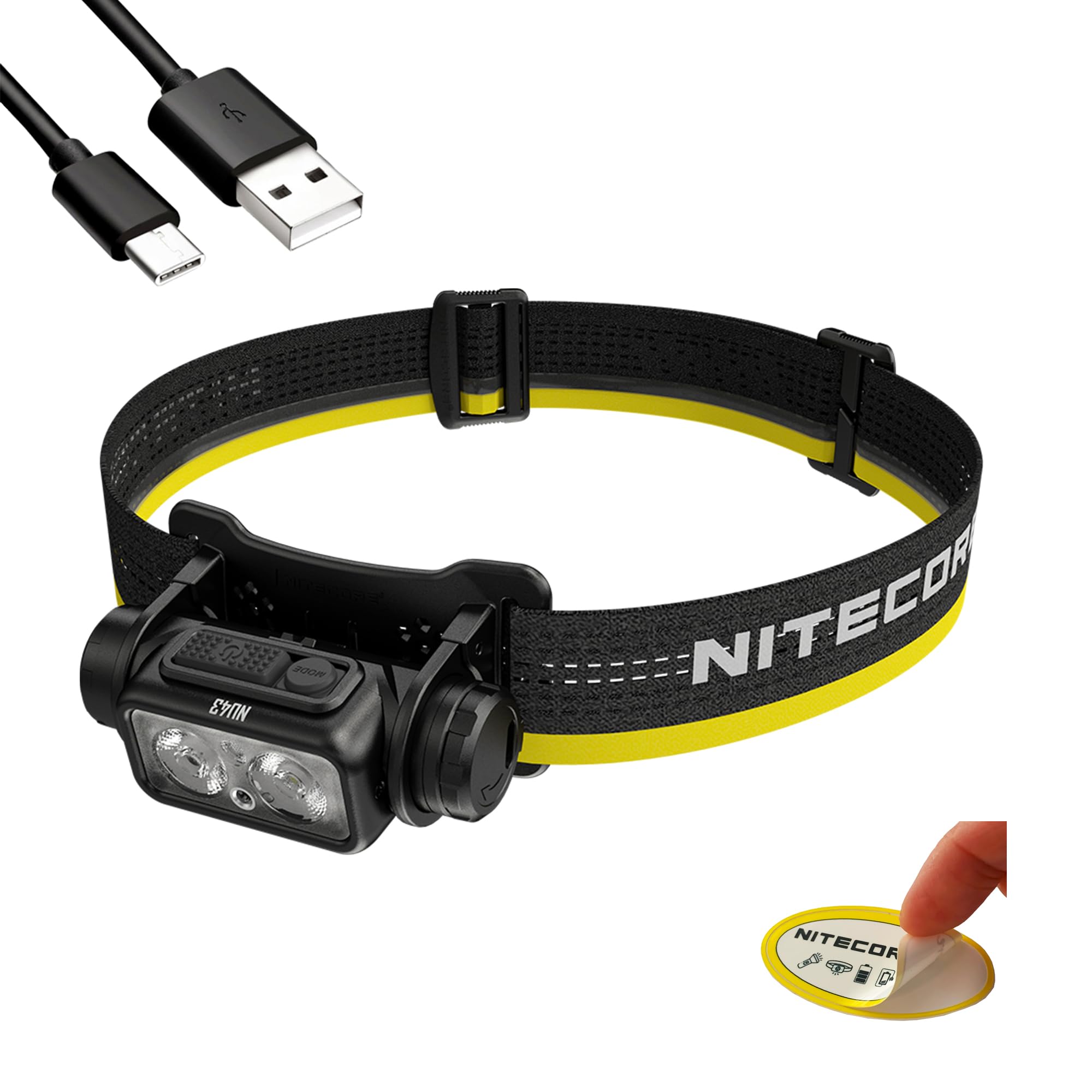 Nitecore Nu43 Rechargeable Headlamp, 1400 Lumens Usb-C Bright Lightweight For Camping, Running, Or Working, With Spotlight, Floo
