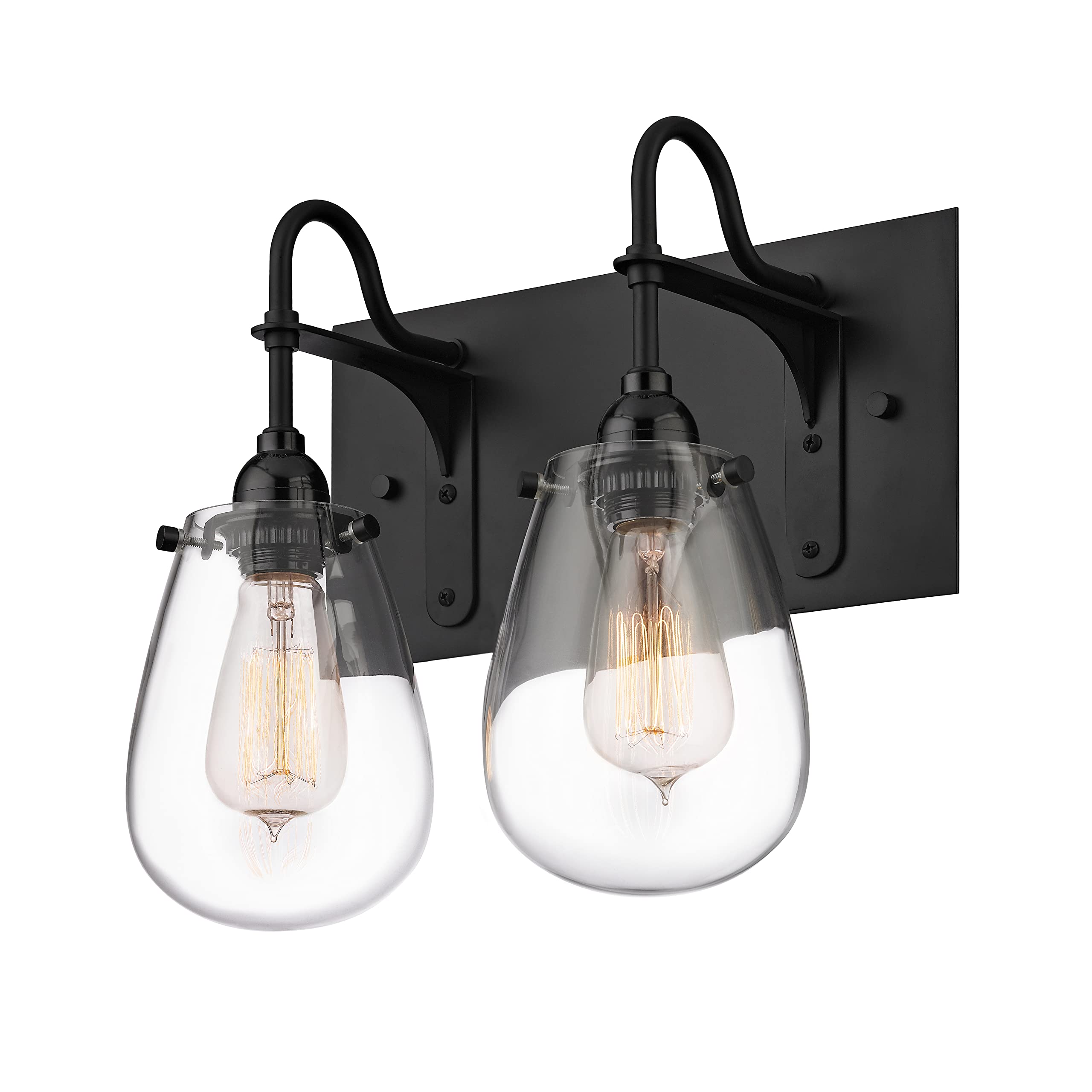 Sonneman Modern Lighting 4287.25 Chelsea 2-Light Bathroom Vanity Light with Clear Glass Shades - 3000K - 12 - Satin Black